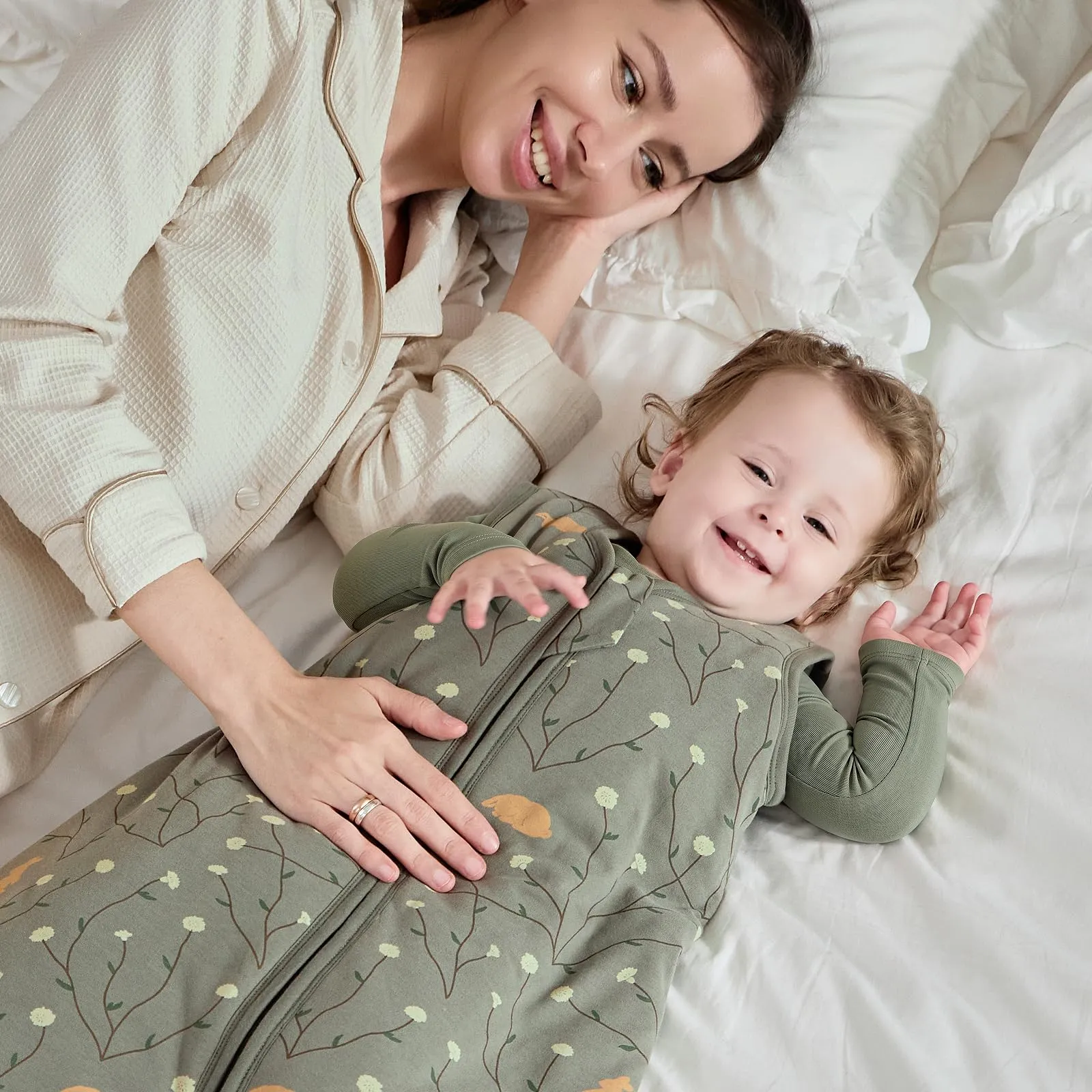 Mosebears Sacco nanna invernale per bambini, 2,5 tog,cotone, per diverse misure dalla nascita all'età di 24 mesi(Green,0-6 mesi) - immagine 8
