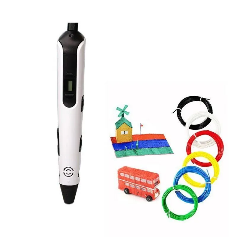 Penna 3D con display LCD, velocità regolabile, kit 12 colori PLA, sospensione automatica - immagine 1
