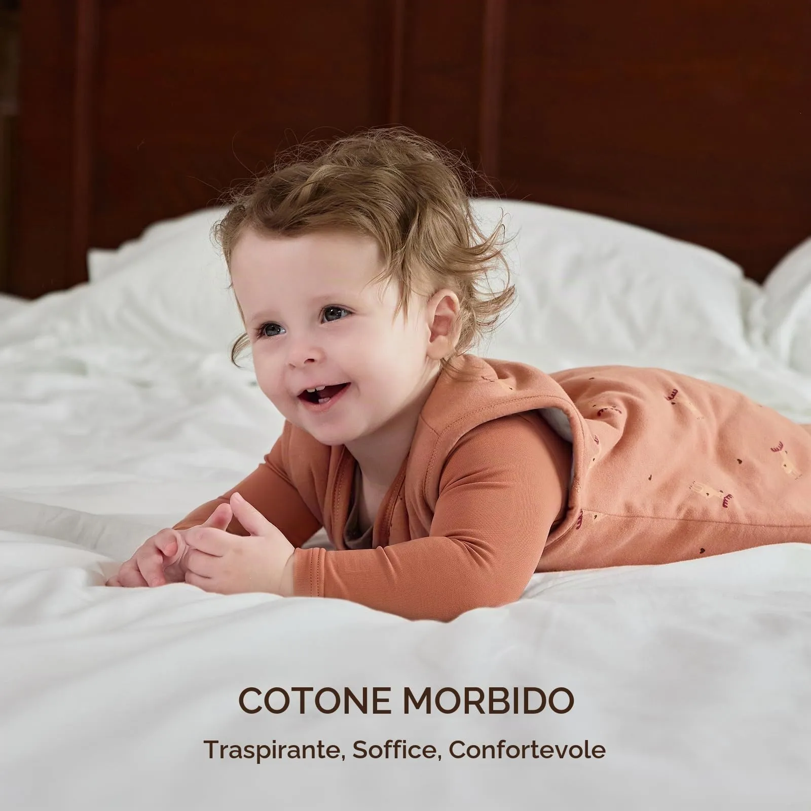 Mosebears Sacco nanna invernale per bambini, 2,5 tog,cotone, per diverse misure dalla nascita all'età di 24 mesi(Caramel,0-6 mesi) - immagine 3