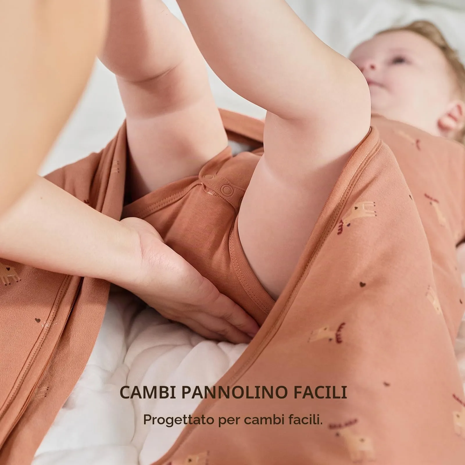 Mosebears Sacco nanna invernale per bambini, 2,5 tog,cotone, per diverse misure dalla nascita all'età di 24 mesi(Caramel,0-6 mesi) - immagine 7