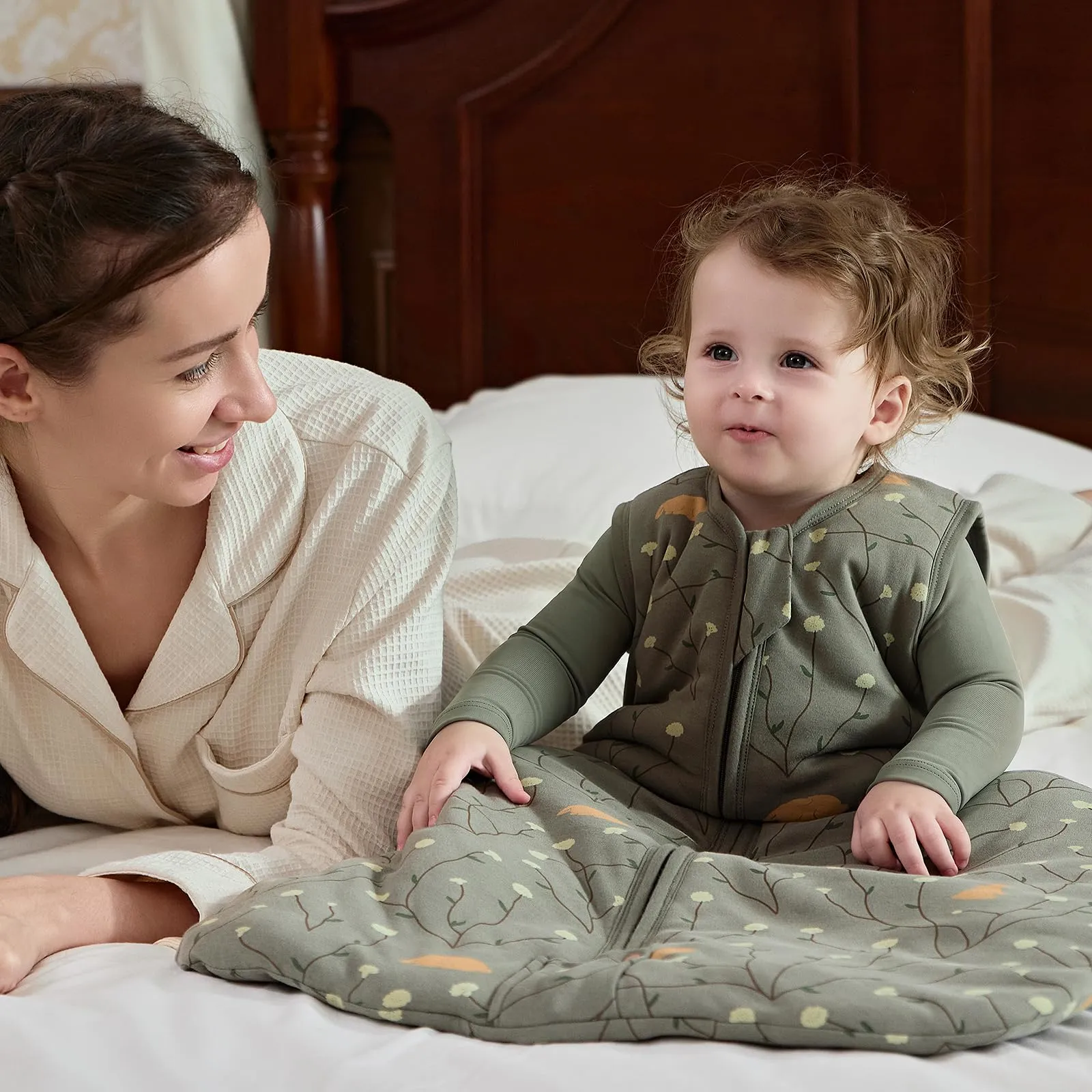 Mosebears Sacco nanna invernale per bambini, 2,5 tog,cotone, per diverse misure dalla nascita all'età di 24 mesi(Green,18-24 mesi) - immagine 2