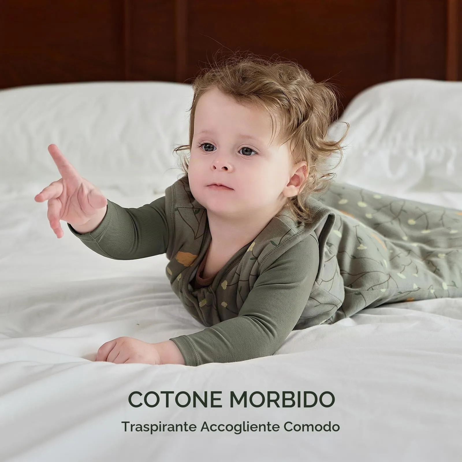 Mosebears Sacco nanna invernale per bambini, 2,5 tog,cotone, per diverse misure dalla nascita all'età di 24 mesi(Green,12-18 mesi) - immagine 3