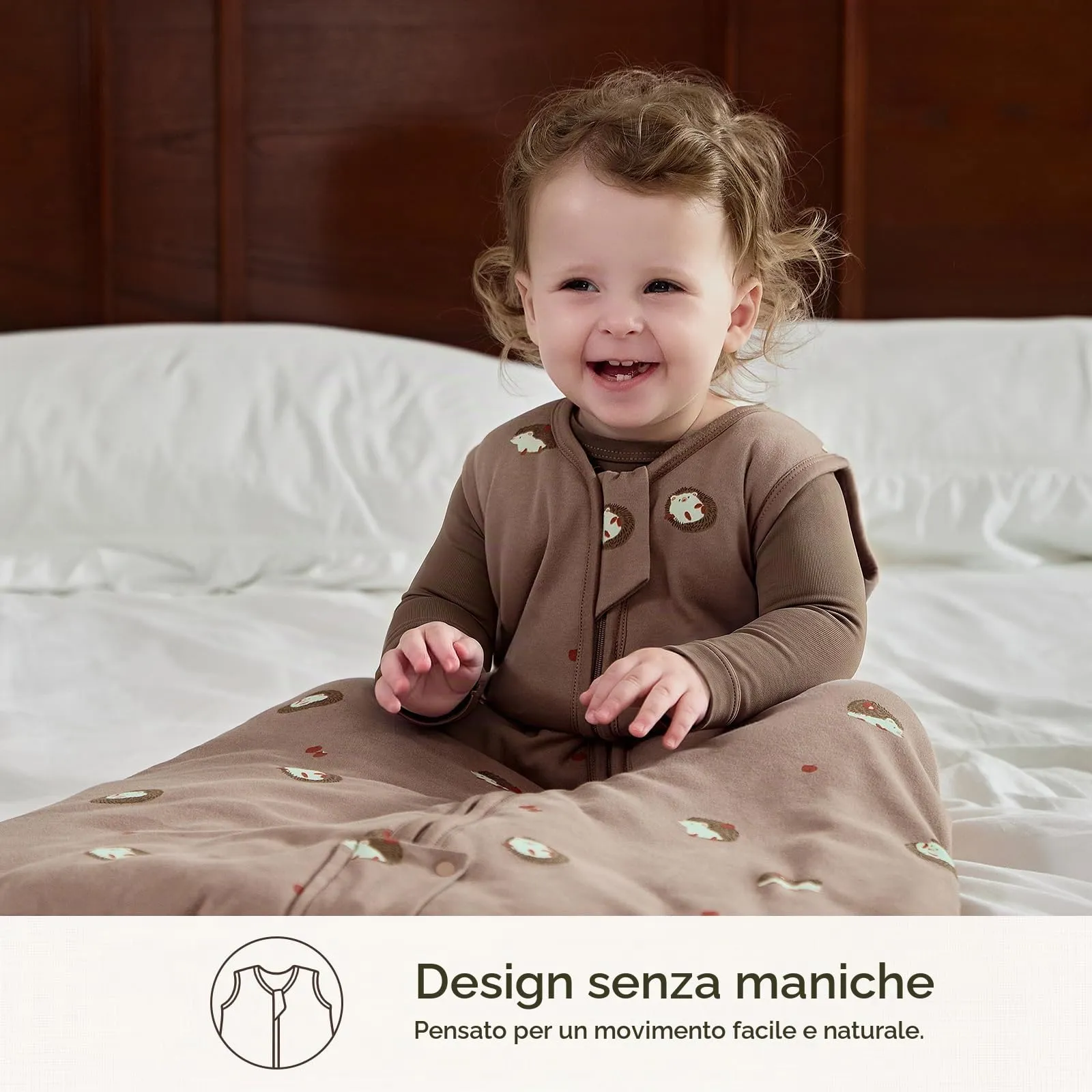 Mosebears Sacco nanna invernale per bambini, 2,5 tog,cotone, per diverse misure dalla nascita all'età di 24 mesi(Brown,6-12 mesi) - immagine 6