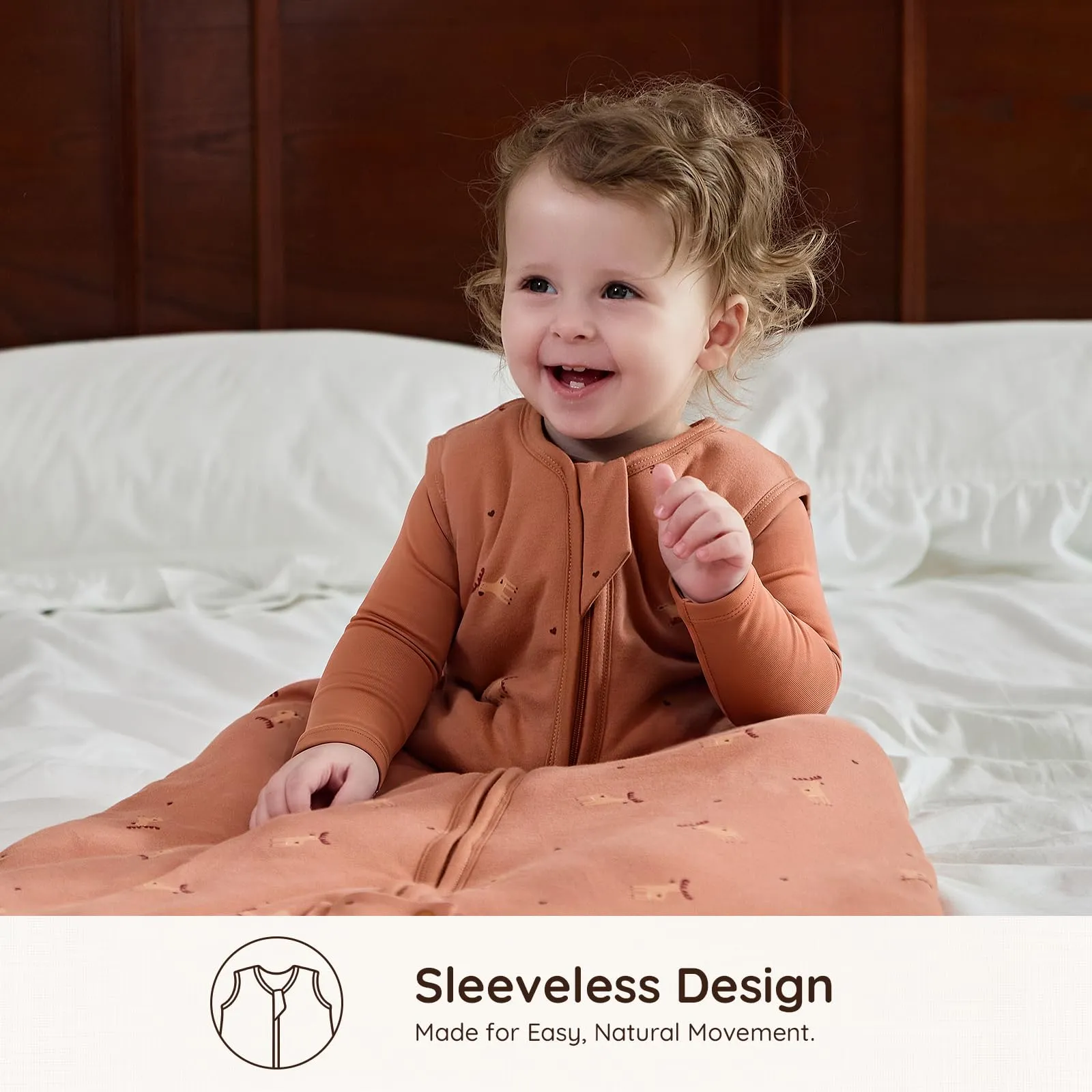 Mosebears Sacco nanna invernale per bambini, 2,5 tog,cotone, per diverse misure dalla nascita all'età di 24 mesi(Caramel,18-24 mesi) - immagine 6