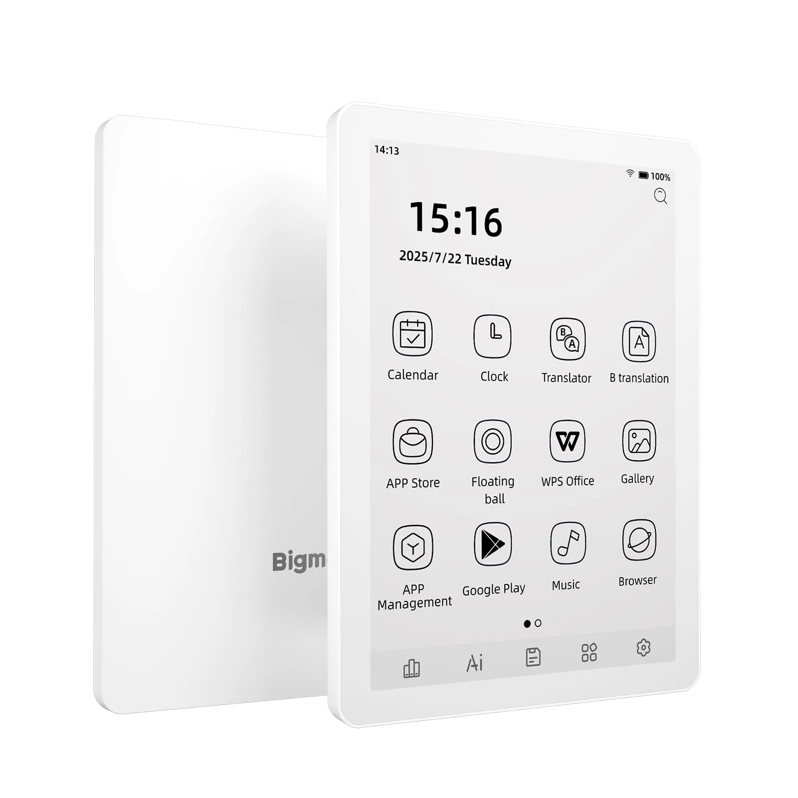 Bigme E-reader B6 con display bianco e nero, e-reader da 6 pollici con 2 GB + 32 GB, lettore e-book e-ink Android, tablet e-book con processore Octa-Core e Android 14, illuminazione frontale - immagine 1