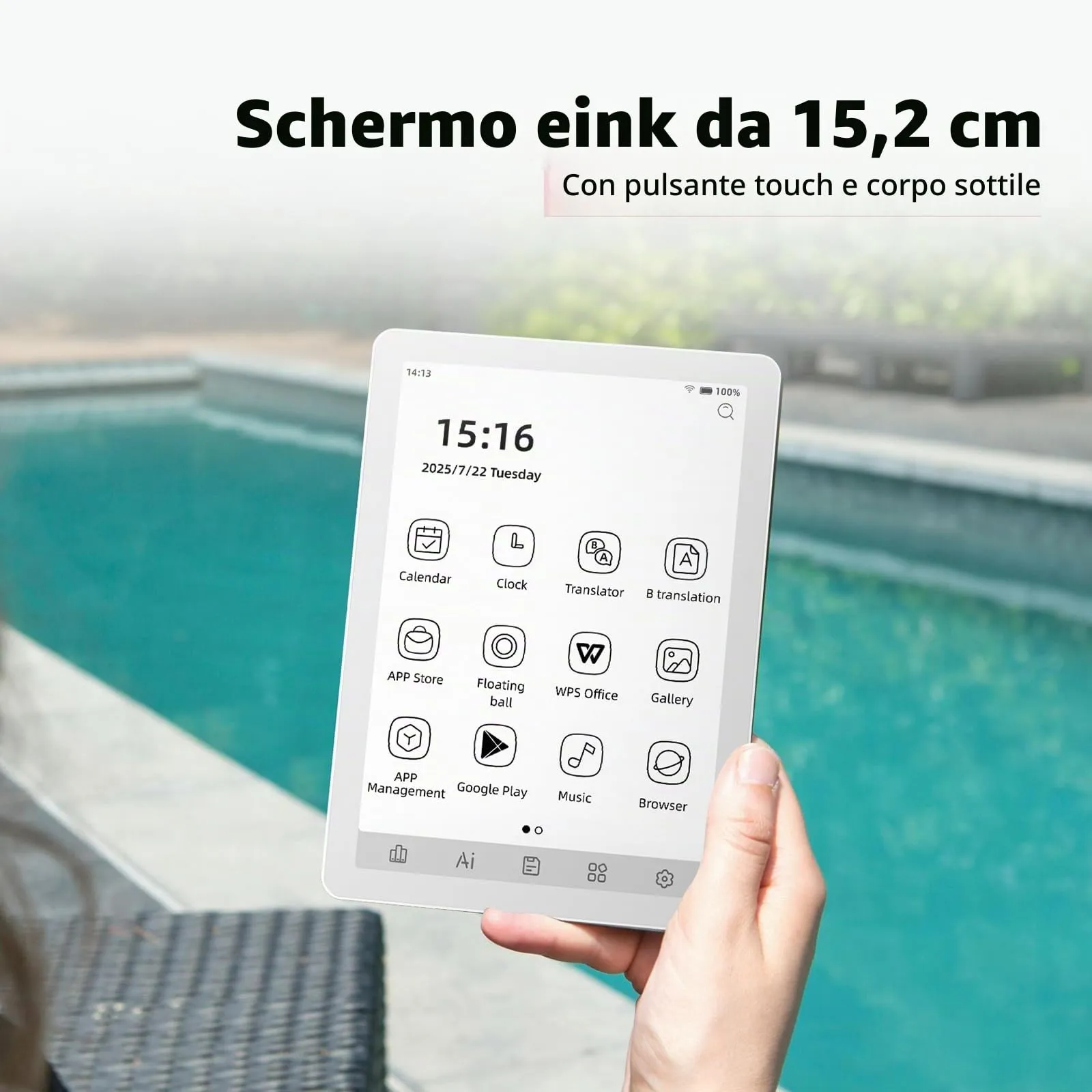 Bigme E-reader B6 con display bianco e nero, e-reader da 6 pollici con 2 GB + 32 GB, lettore e-book e-ink Android, tablet e-book con processore Octa-Core e Android 14, illuminazione frontale - immagine 2