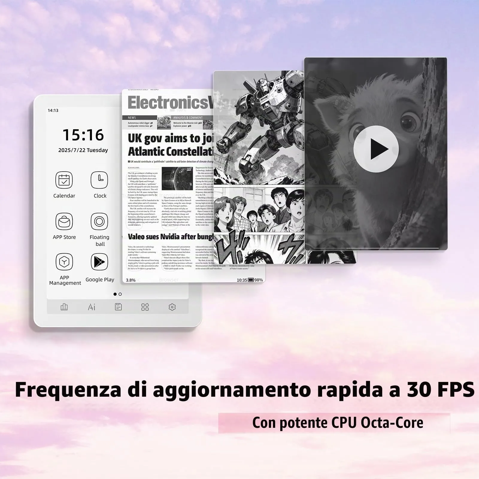 Bigme E-reader B6 con display bianco e nero, e-reader da 6 pollici con 2 GB + 32 GB, lettore e-book e-ink Android, tablet e-book con processore Octa-Core e Android 14, illuminazione frontale - immagine 4