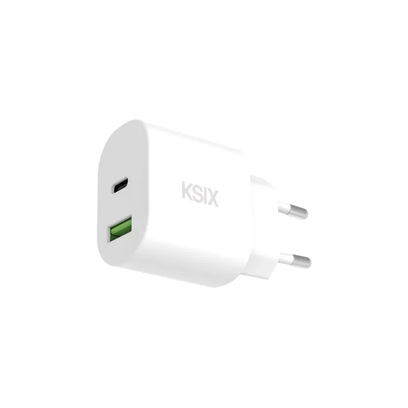Caricabatterie da parete Ksix da 30 W, Power Delivery, ricarica ultraveloce, GAN, USB-C + USB-A, bianco - immagine 1