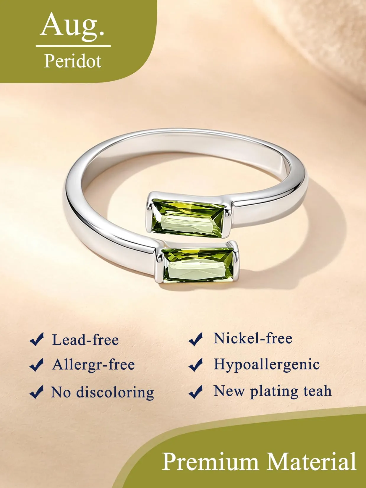 Suplight Anello Donna Argento Regolabile Rettangolare Pietre Portafortuna - immagine 4