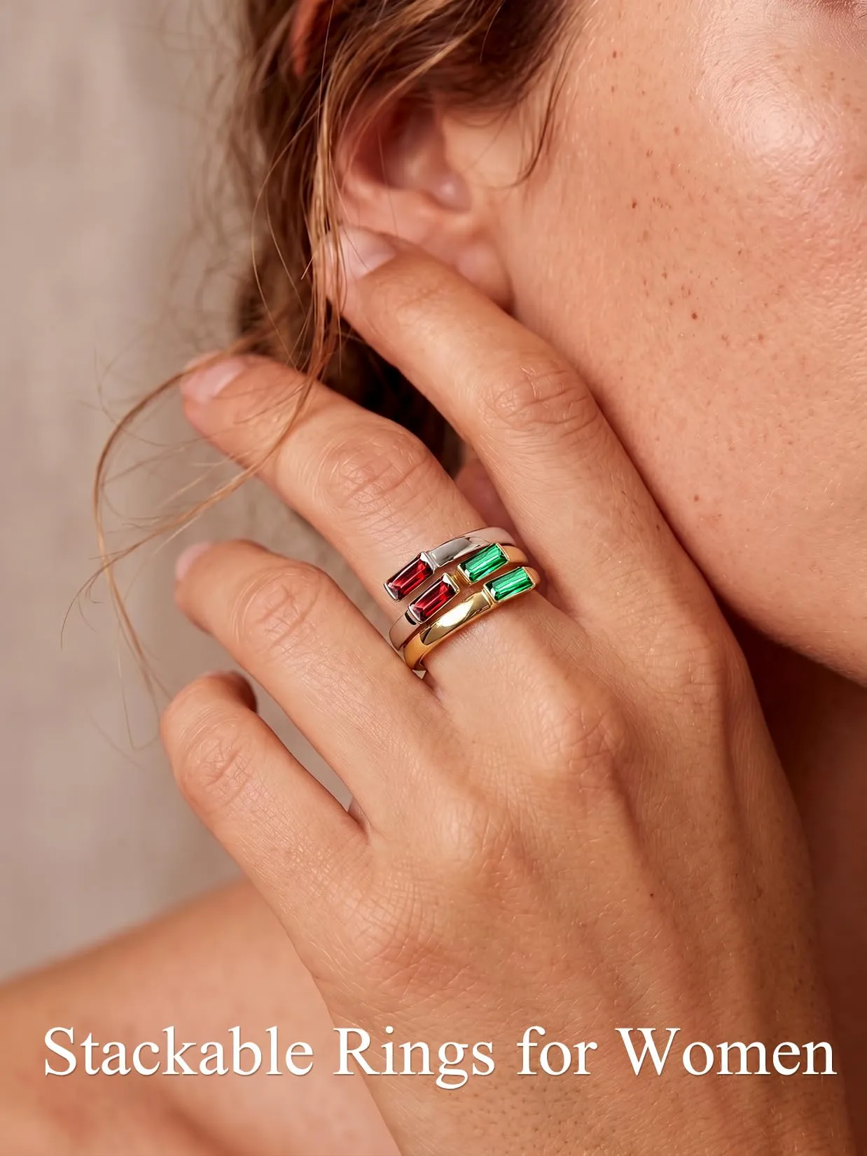 Suplight Anello Donna Oro Regolabile Rettangolare Pietre Portafortuna - immagine 3