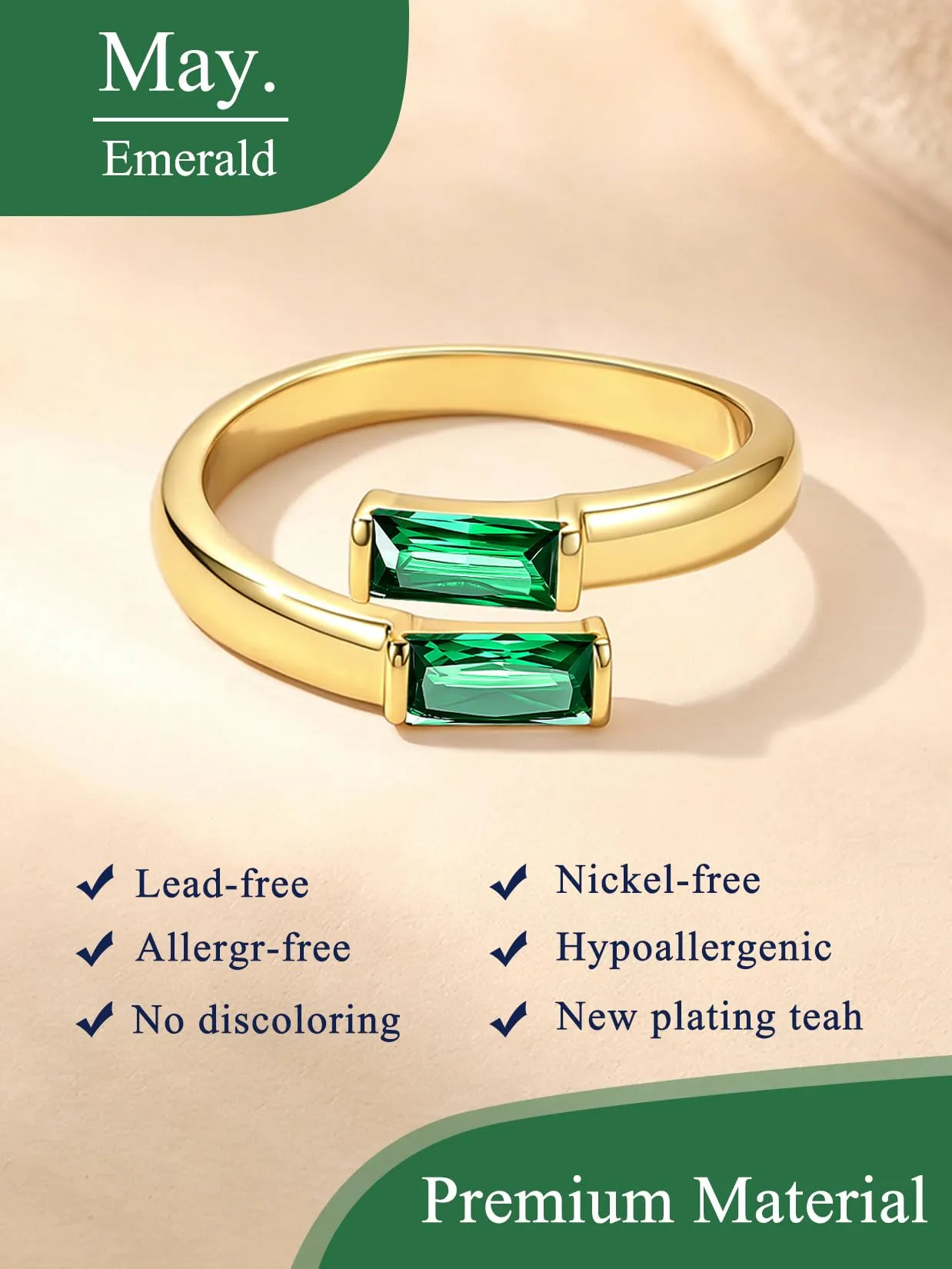 Suplight Anello Donna Oro Regolabile Rettangolare Pietre Portafortuna - immagine 4