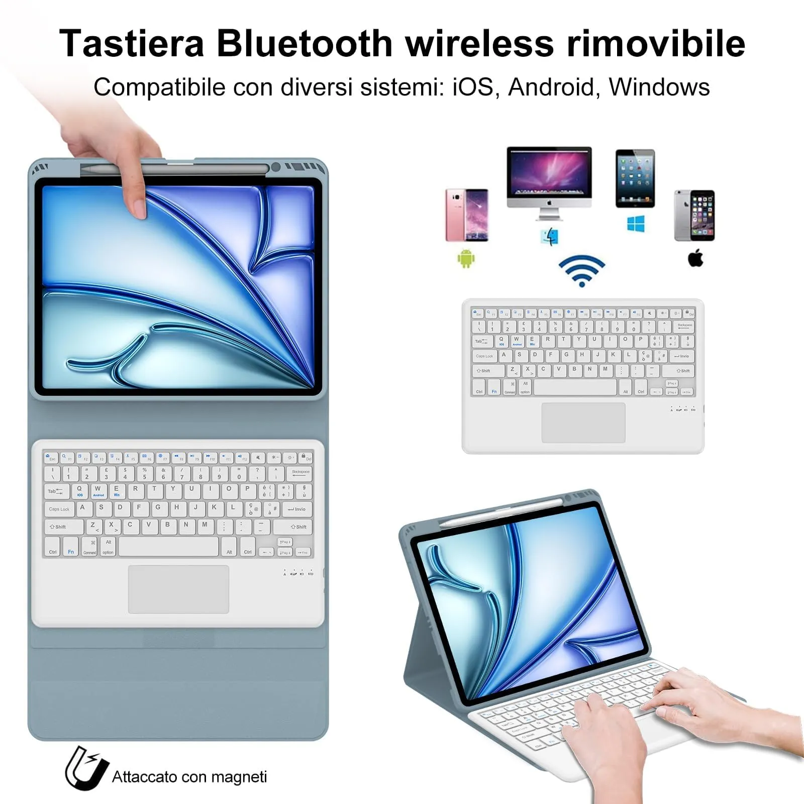 Tastiera per iPad Air 13 M4 2026/M3 2025/M2 2024/iPad Pro 12.9 3-6 Gen - immagine 3