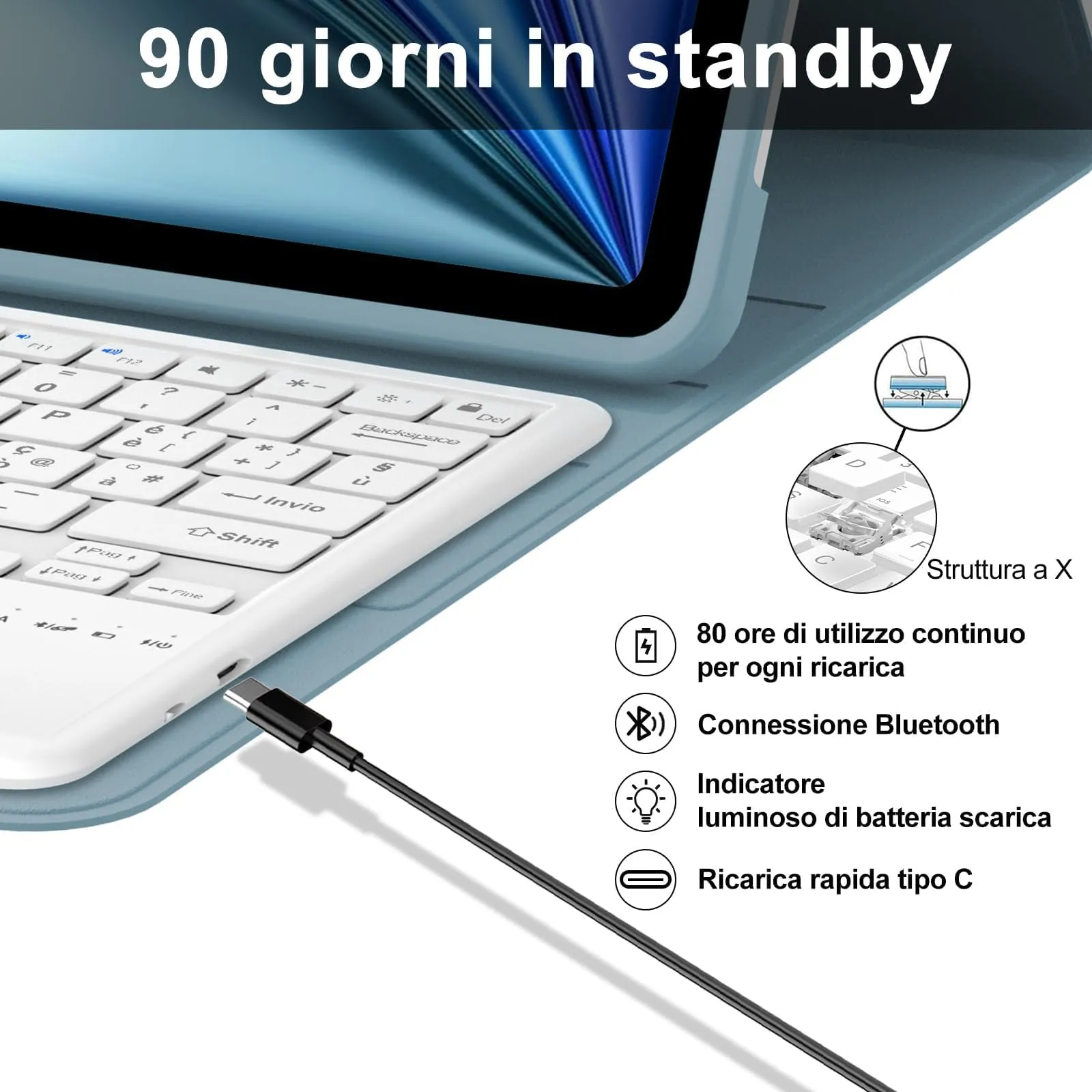 Tastiera per iPad Air 13 M4 2026/M3 2025/M2 2024/iPad Pro 12.9 3-6 Gen - immagine 4