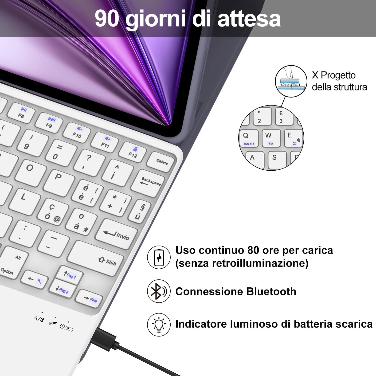Cover Tastiera per iPad Air 11 M4 2026/M3 2025/M2 2024 11 Pollici - immagine 4