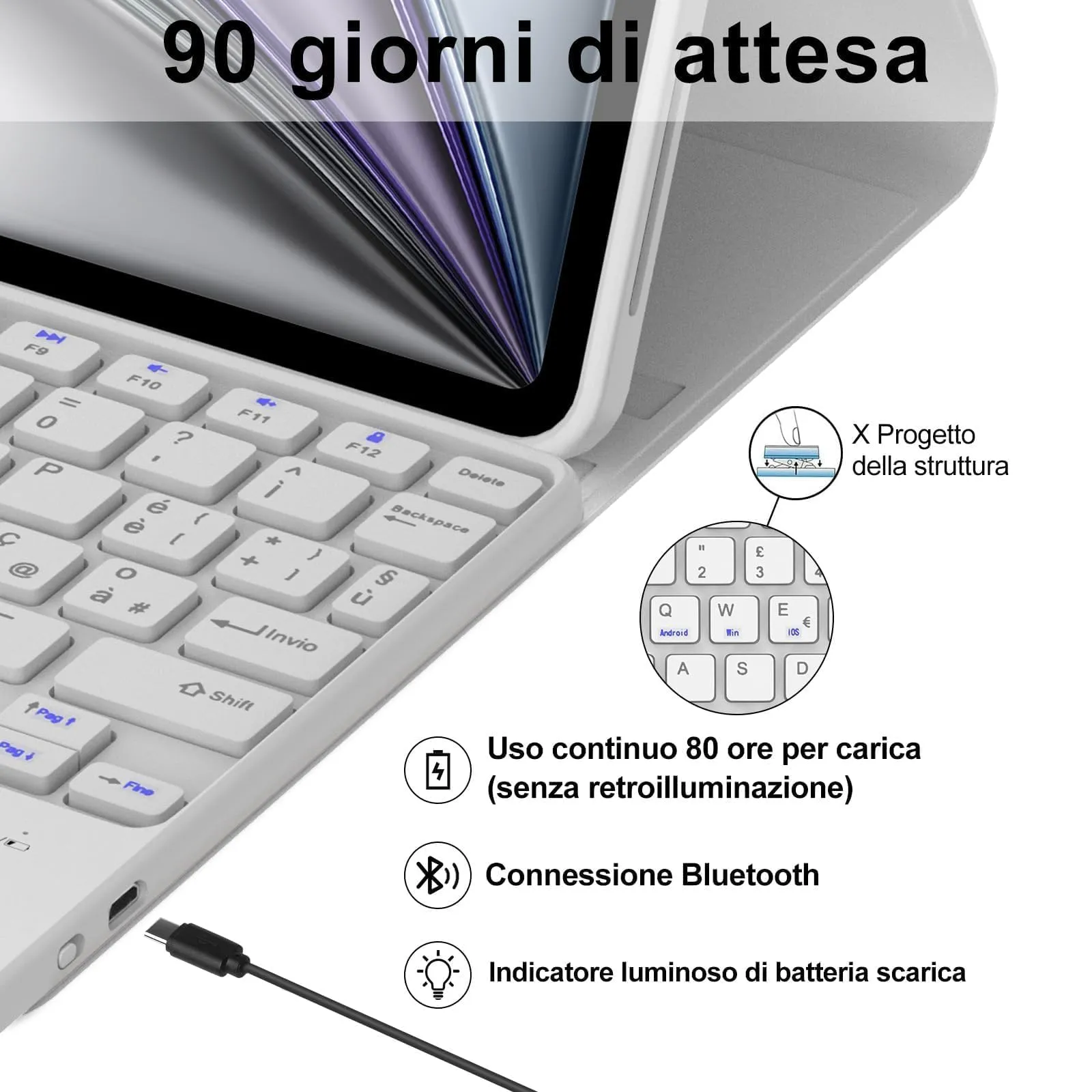 Cover Tastiera per iPad Air 11 M4 2026/M3 2025/M2 2024 11 Pollici - immagine 4