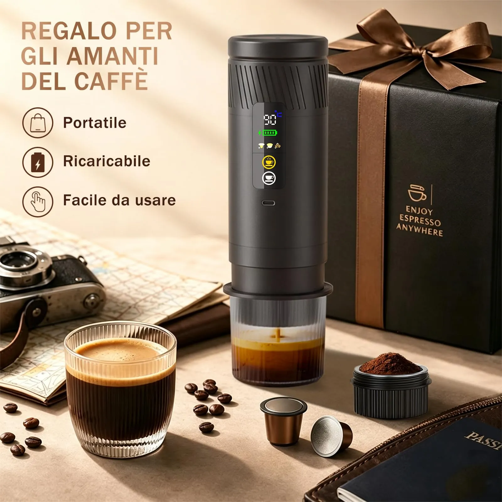 Macchina per caffè espresso portatile,per il campeggio,per Camper,ufficio - immagine 2