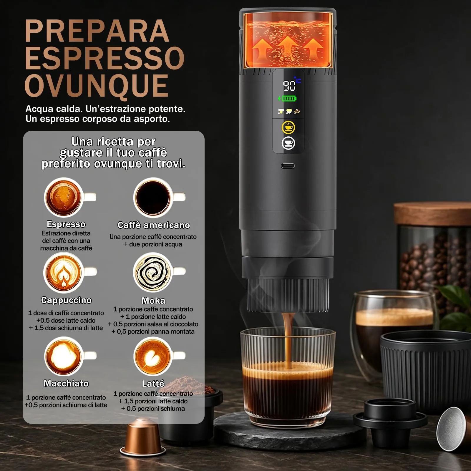 Macchina per caffè espresso portatile,per il campeggio,per Camper,ufficio - immagine 4