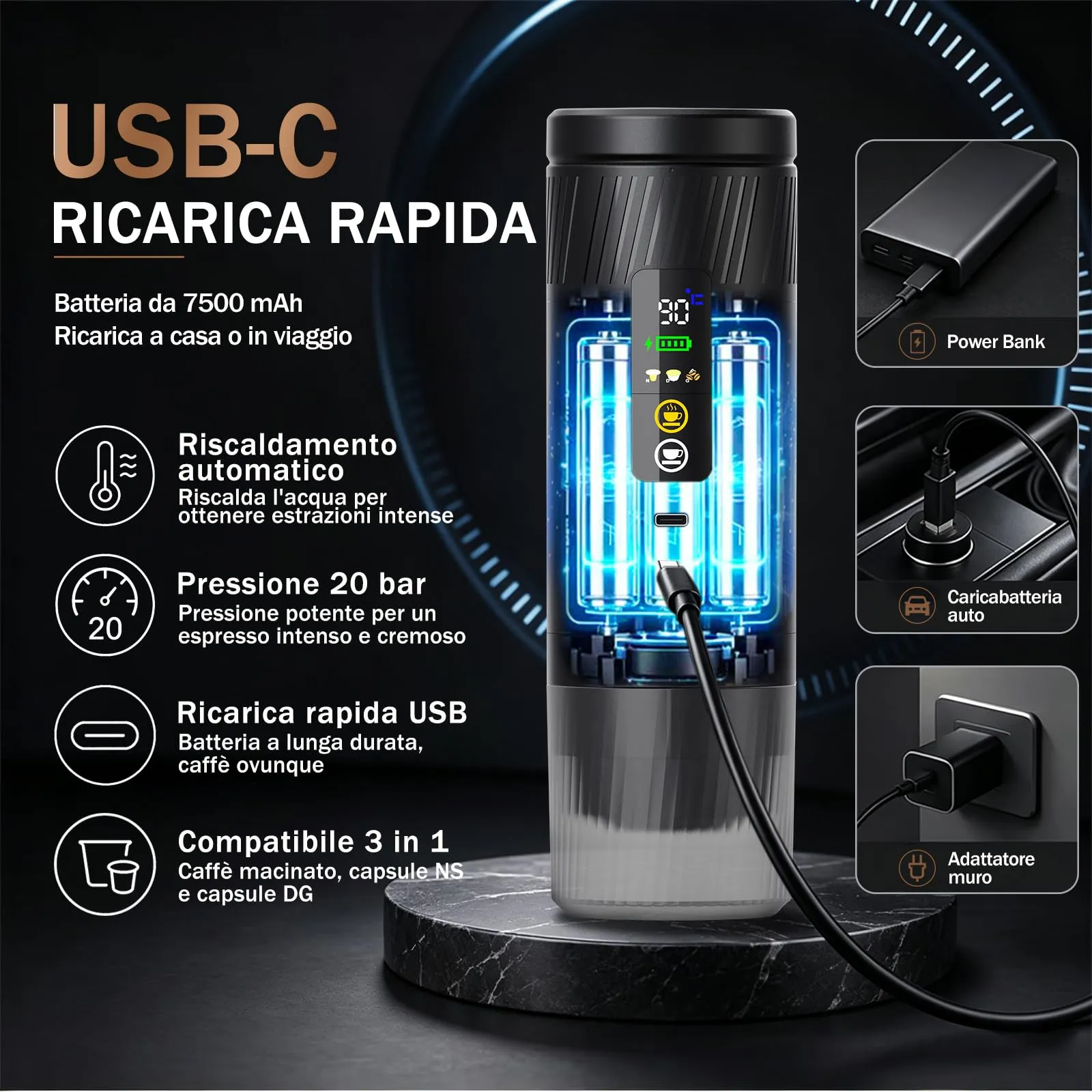 Macchina per caffè espresso portatile,per il campeggio,per Camper,ufficio - immagine 5