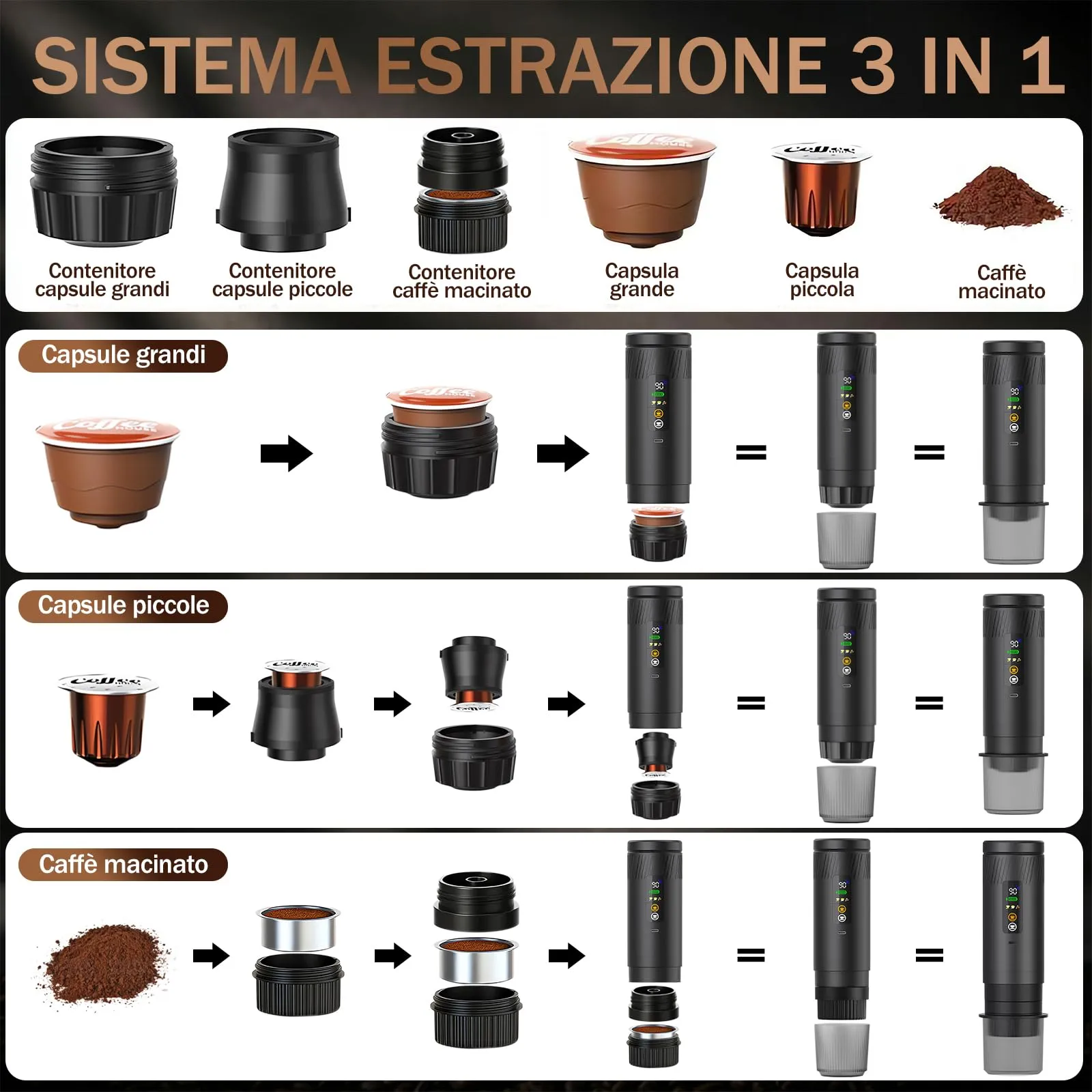 Macchina per caffè espresso portatile,per il campeggio,per Camper,ufficio - immagine 7