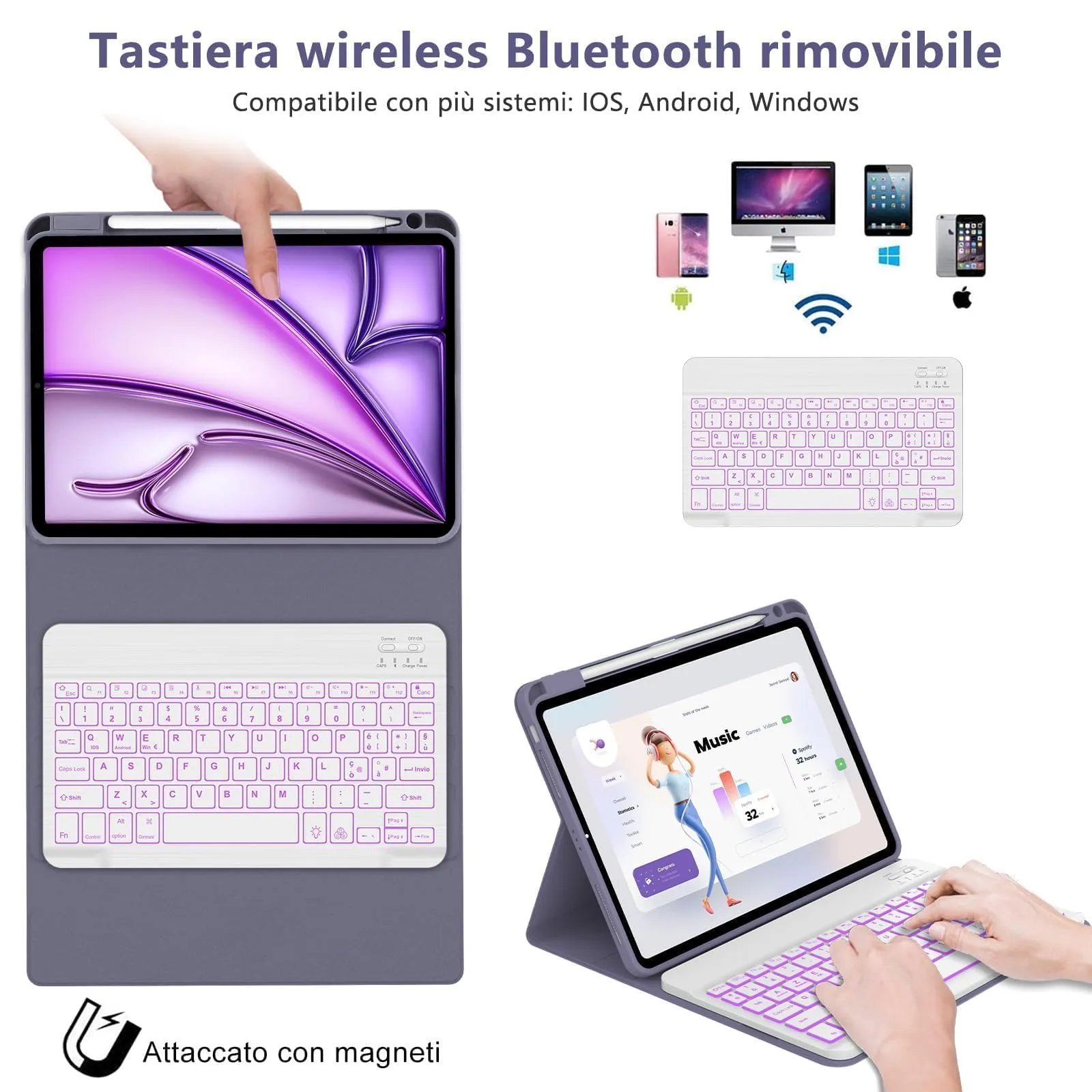 Cover Tastiera per iPad Air 11 M4 2026/M3 2025/M2 2024 11 Pollici - immagine 3