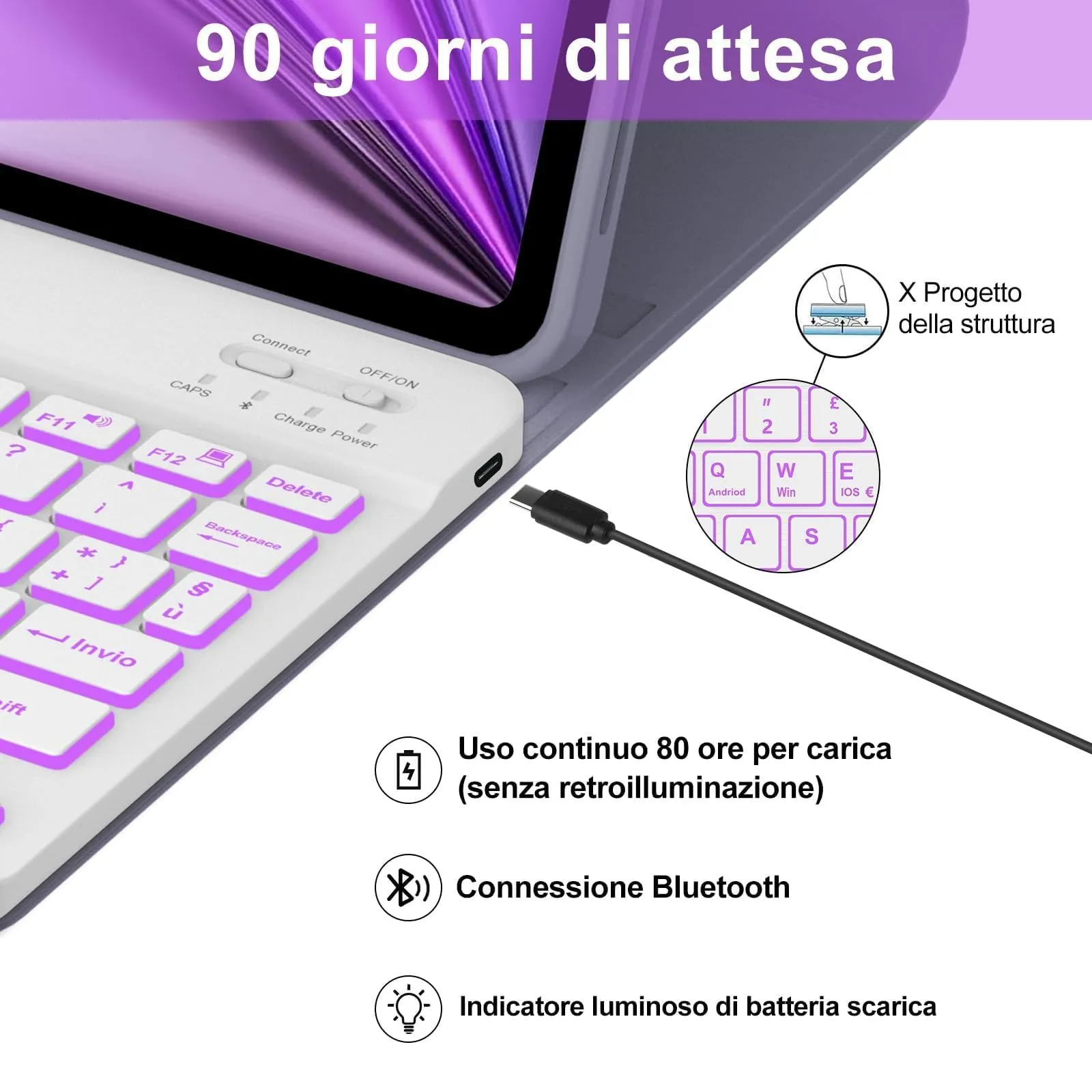 Cover Tastiera per iPad Air 11 M4 2026/M3 2025/M2 2024 11 Pollici - immagine 4