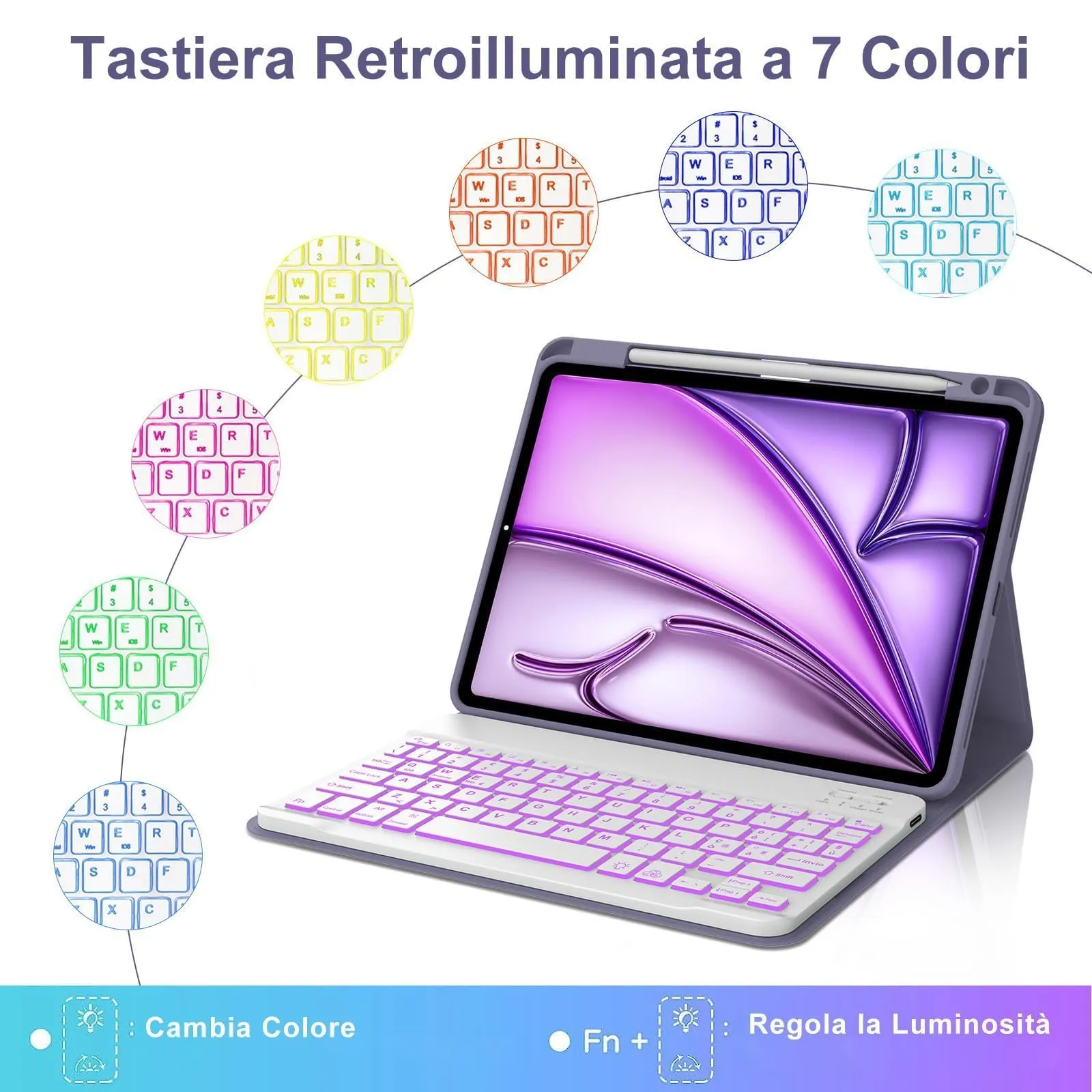 Cover Tastiera per iPad Air 11 M4 2026/M3 2025/M2 2024 11 Pollici - immagine 5