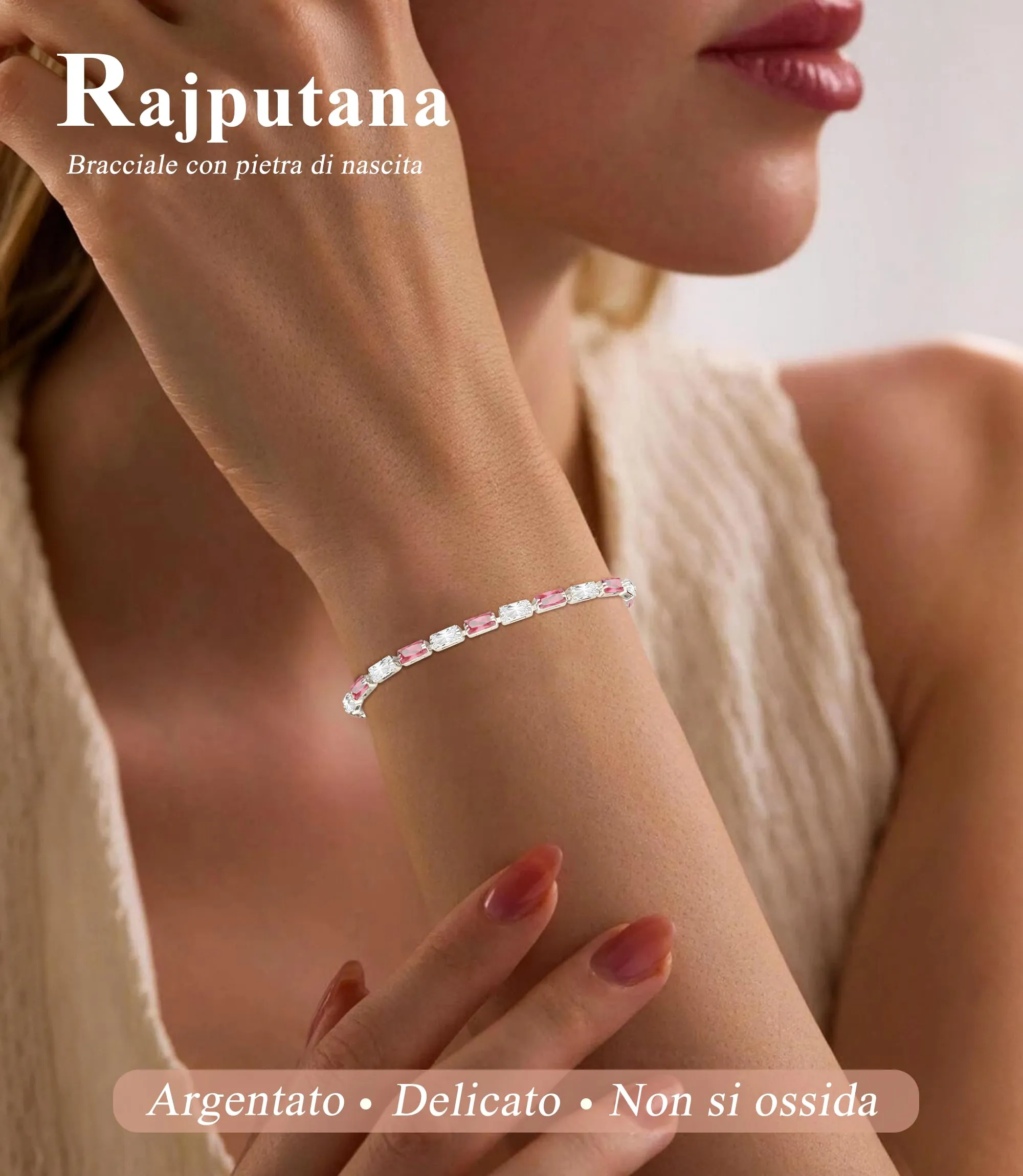Rajputana Bracciale Da Donna In Argento Sterling 925 Bracciale Tennis Jewellery Regalo Di Compleanno Natale Per Lei Donne Silver Bracelet Fidanzate - immagine 3