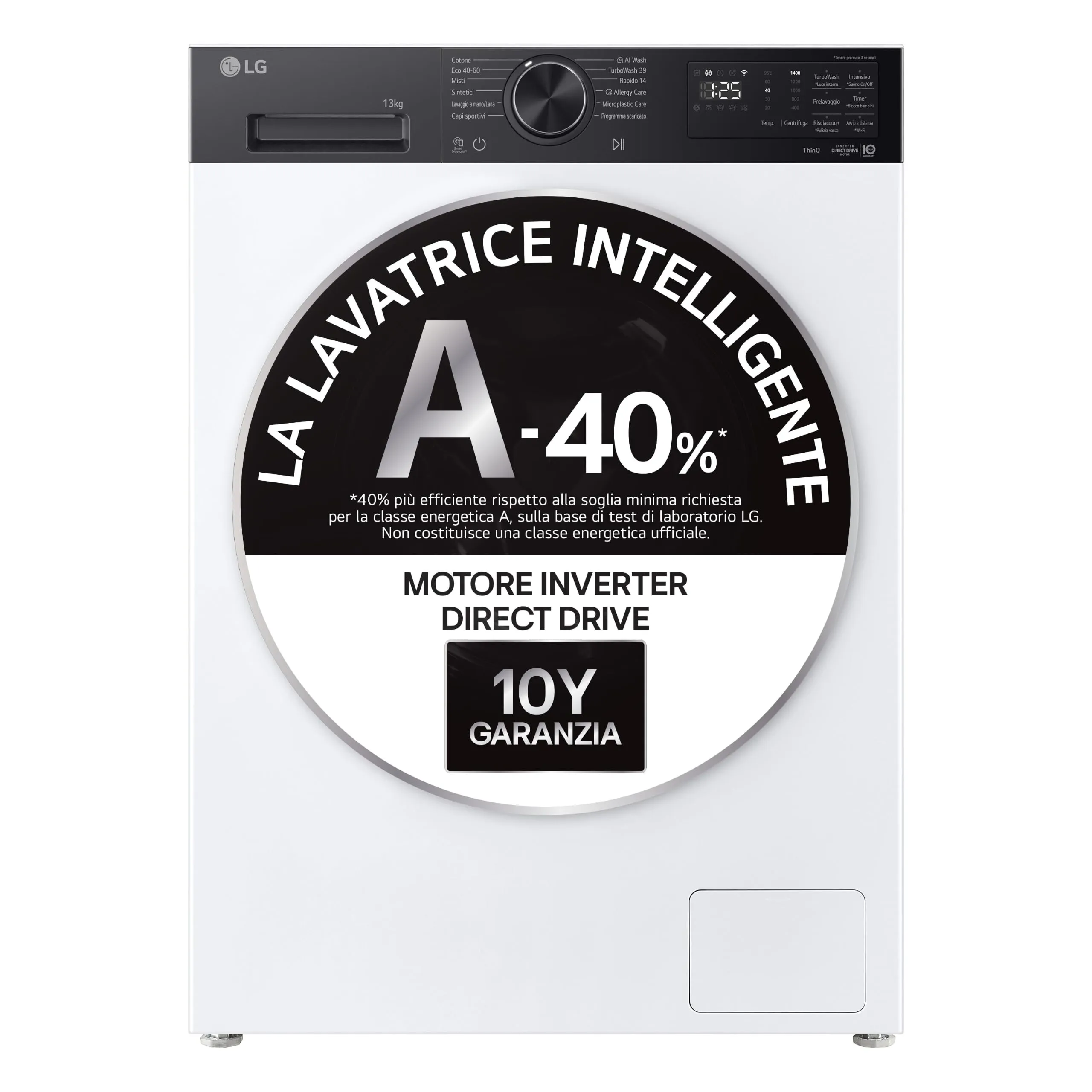 LG F4NX5013TKB Lavatrice Smart 13 kg NX5, Classe A -40%, AI Wash, 1400 Giri - immagine 2