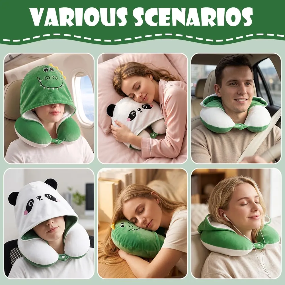 Alaoo Cuscino da Viaggio per Bambini,con Cappello, Design Fronte-Retro - immagine 7