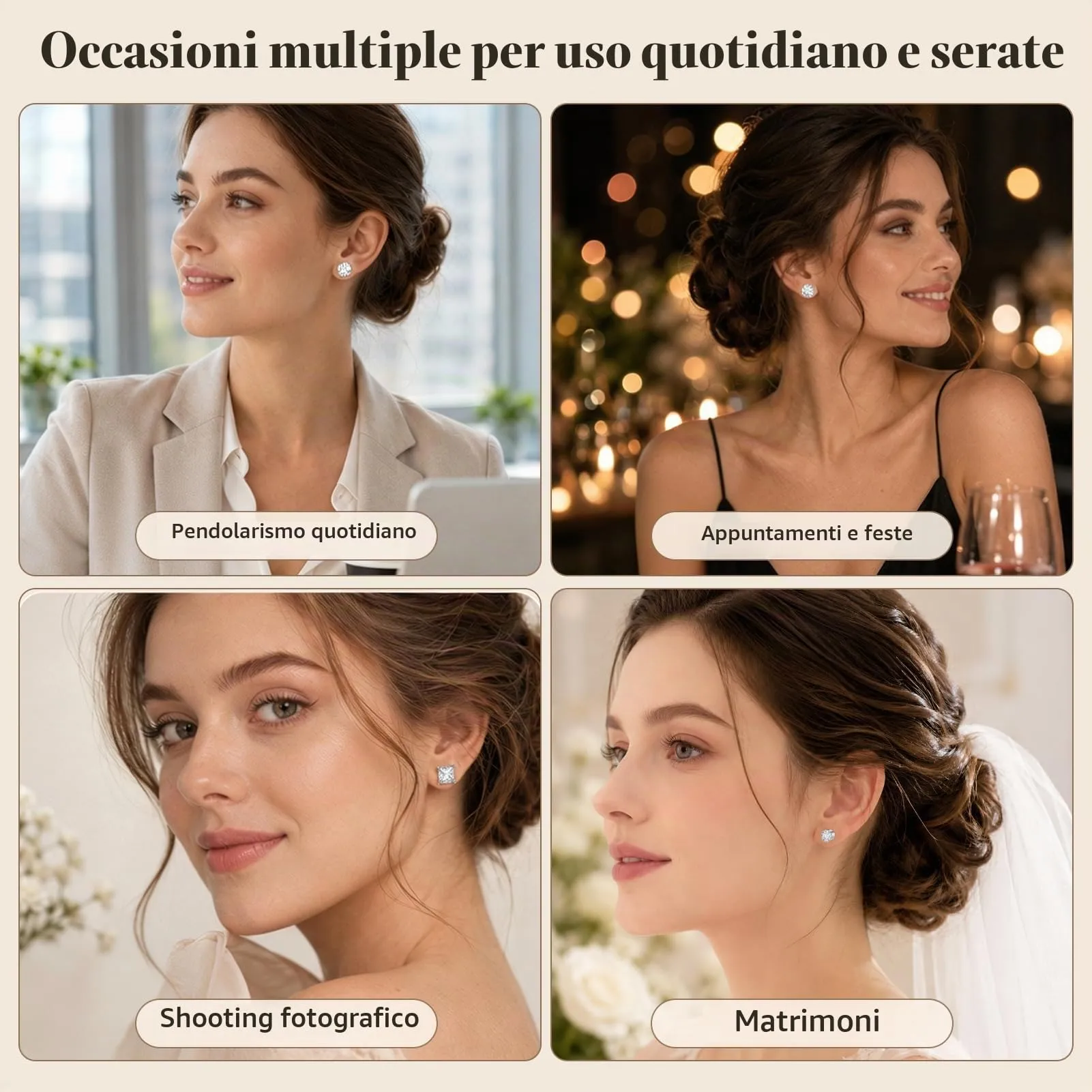 5 Paia Orecchini Magnetici Uomo e Donna,Orecchini Clip Magnetici Zirconi - immagine 7