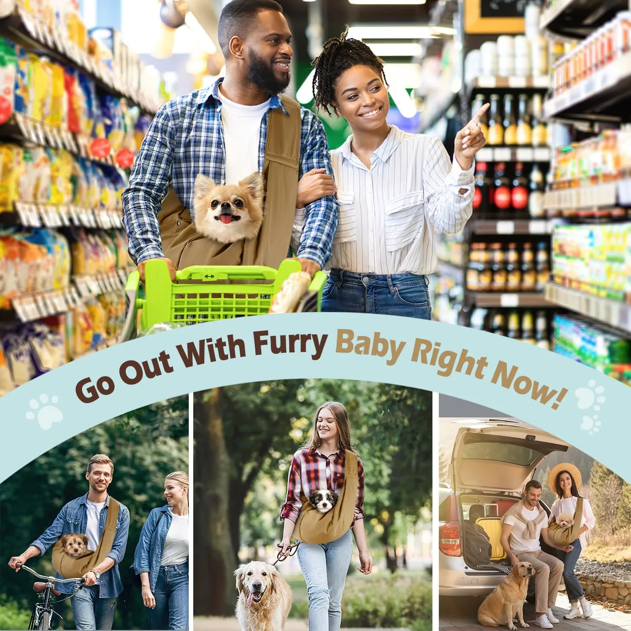 Pawaboo Fascia Trasportino per Cane Piccolo, Cachi - immagine 7
