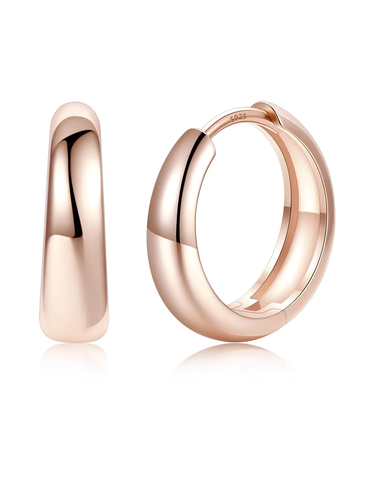 Silvora 14mm Orecchini Donna a Cerchio Oro Rosa Piccoli - immagine 1