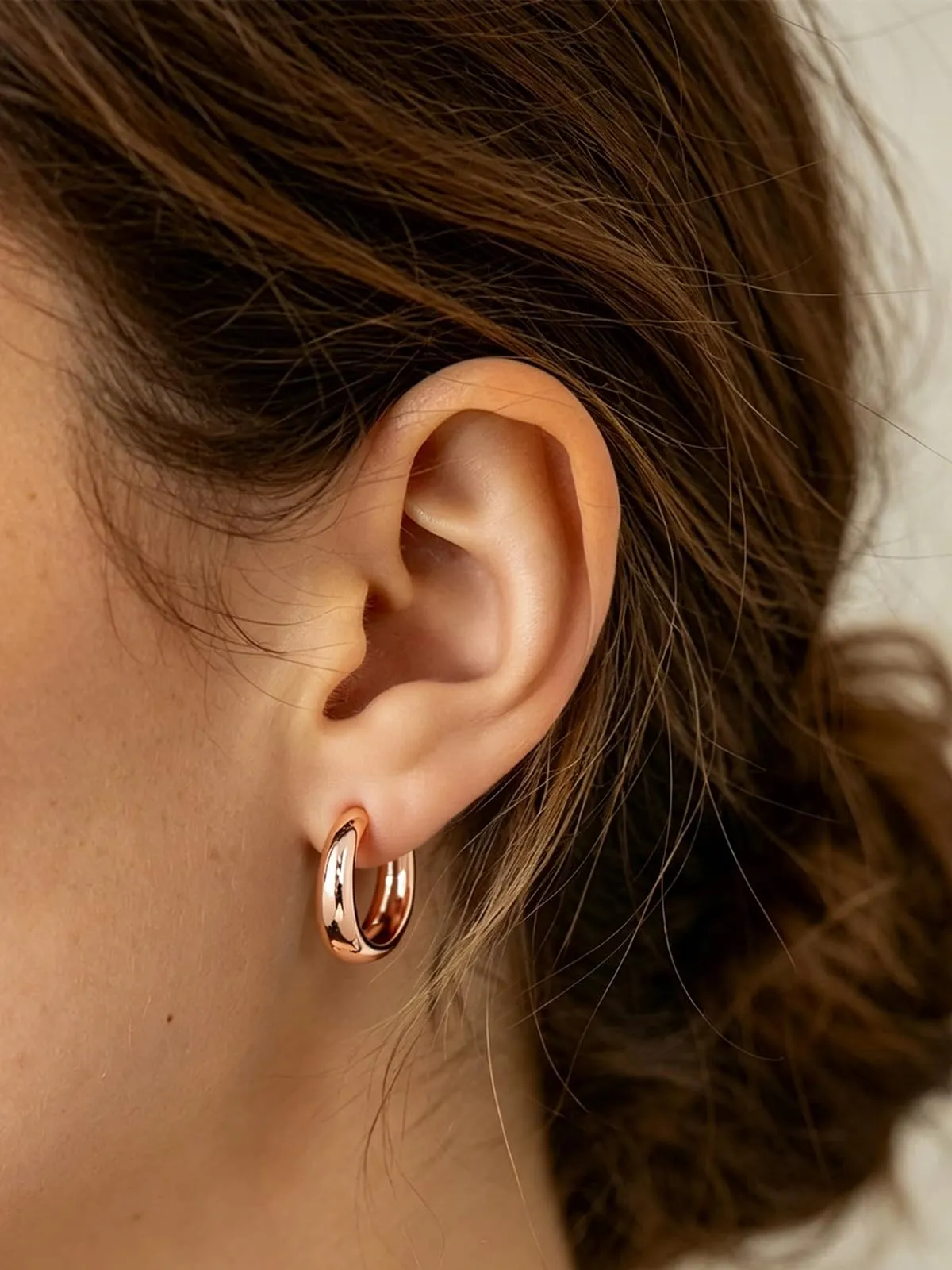 Silvora 14mm Orecchini Donna a Cerchio Oro Rosa Piccoli - immagine 3