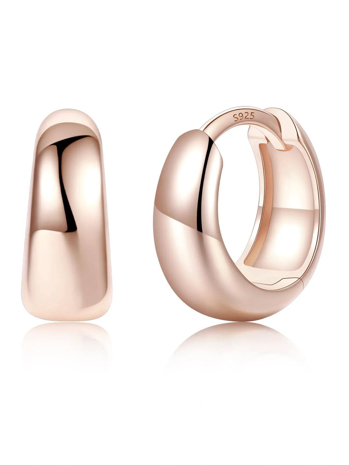 Silvora 8mm Orecchini Donna a Cerchio Oro Rosa Piccoli - immagine 1