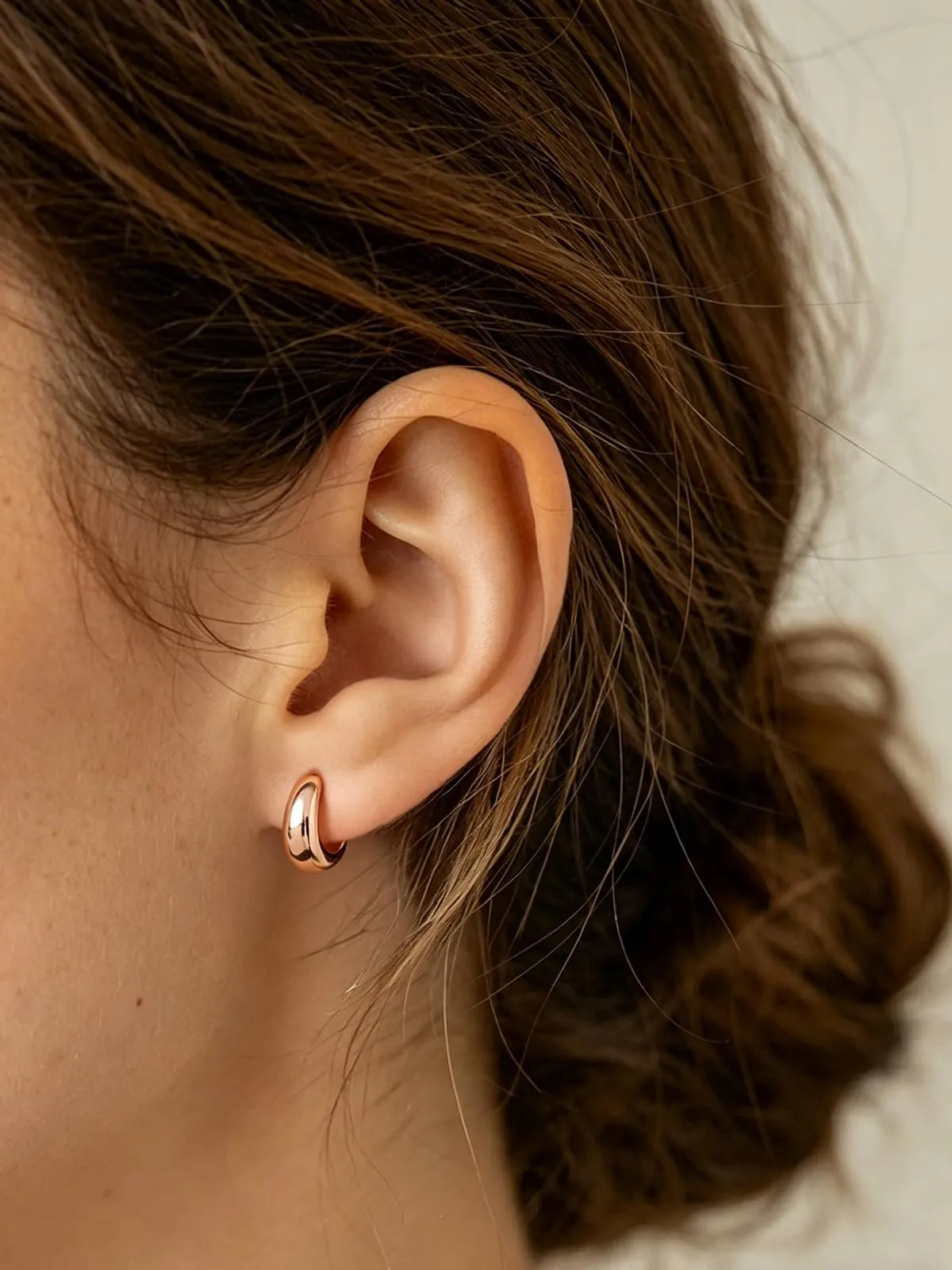 Silvora 8mm Orecchini Donna a Cerchio Oro Rosa Piccoli - immagine 3