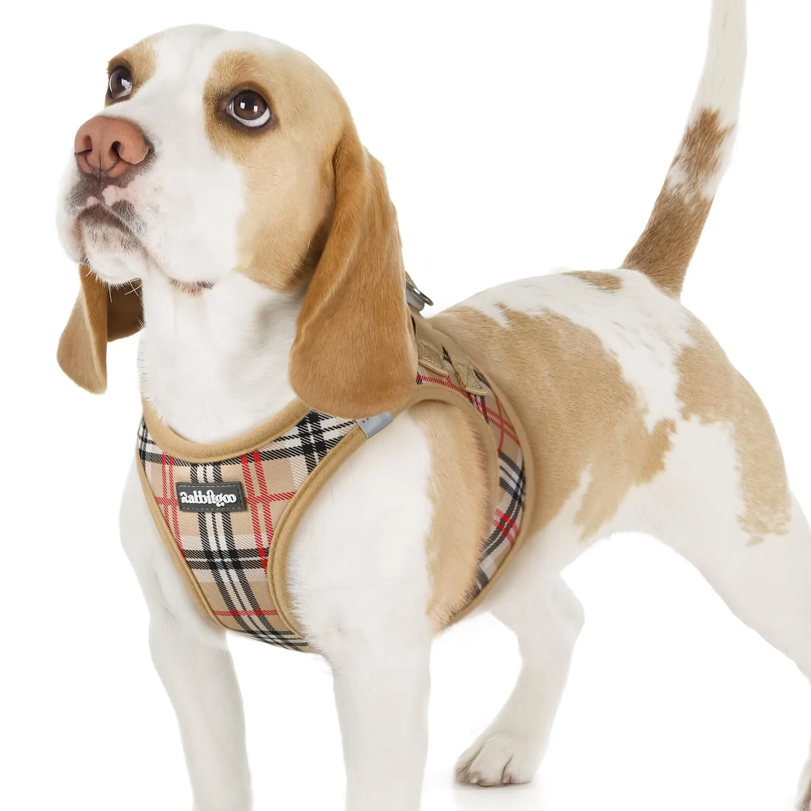 rabbitgoo Pettorina Cane Taglia Piccola, Leggero e Morbido, Tartan Kaki M - immagine 1