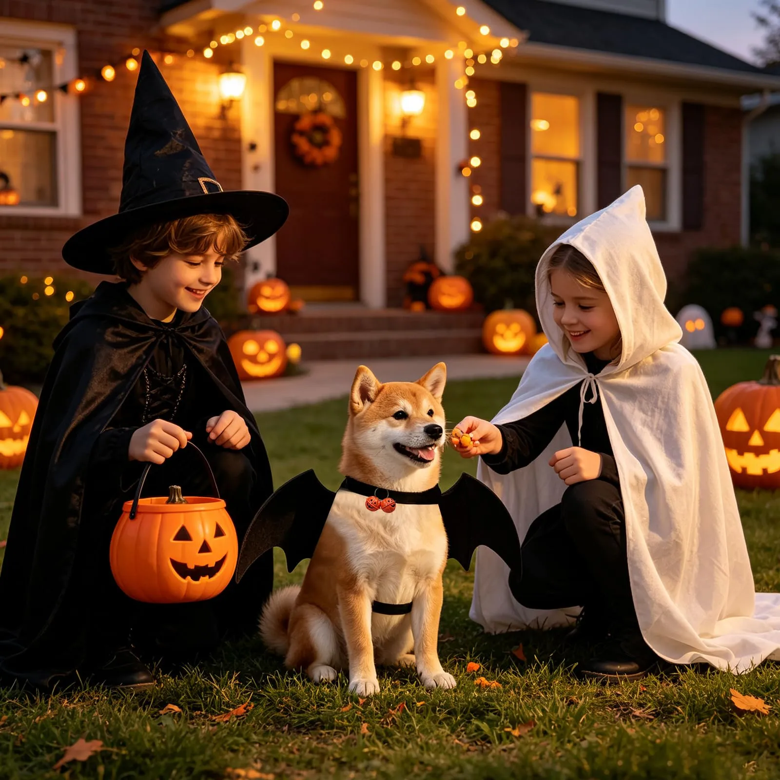 Costume di Halloween per Cane, Ali Pipistrello Gatto, Costume Cani, con Ali di Pipistrello, Campane di Zucca, Feste Helloween, Pipistrello per Cosplay di Halloween（L） - immagine 6