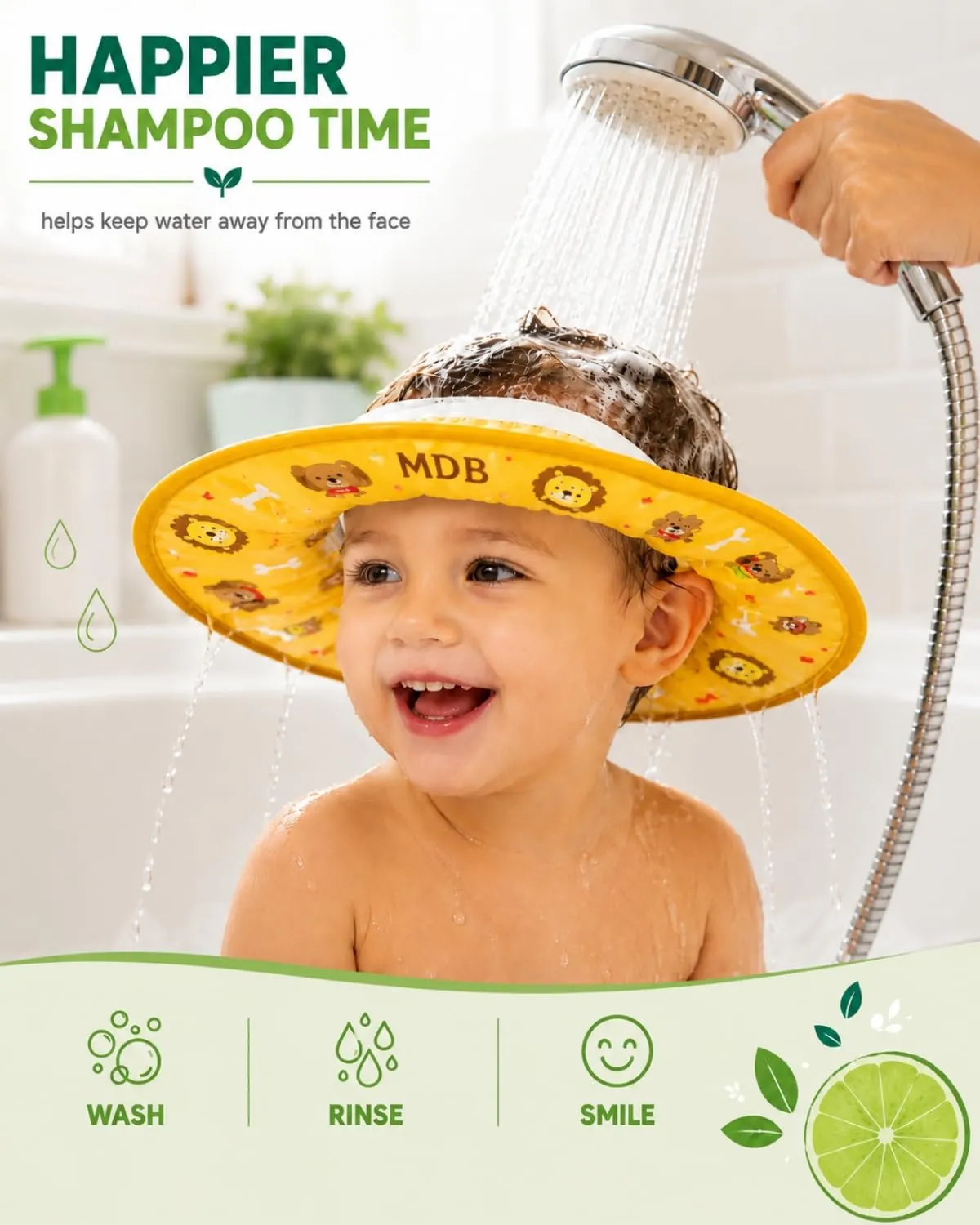 FIMWOLZ Cappello da Doccia per Bambini e Neonati Visiera da Bagno Regolabile Protezione Impermeabile Shampoo Cappello Morbido per Bagno (Diametro Interno 10 cm, Diametro Esterno 30 cm)(arancia) - immagine 6