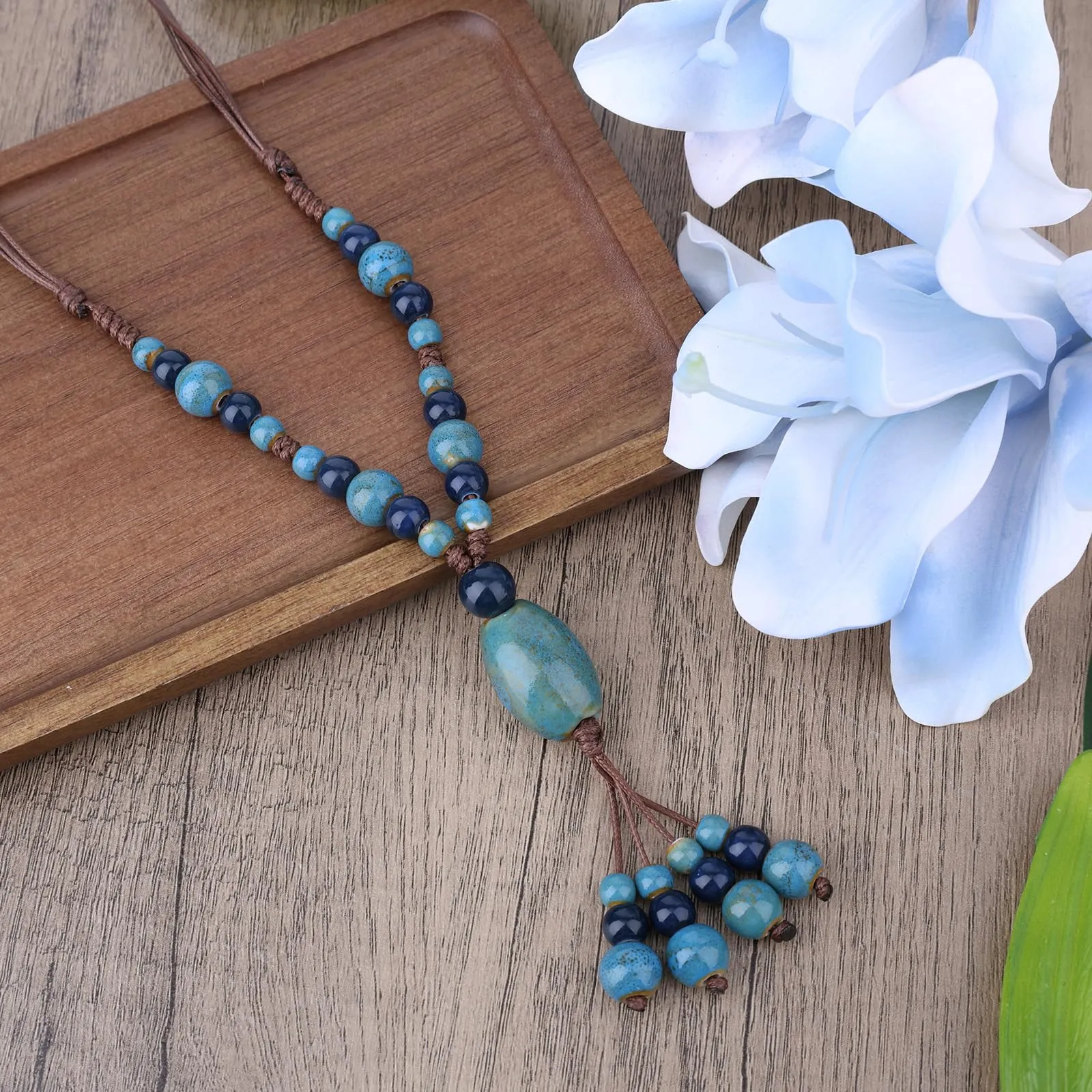 Mikovivi Collana Bohémien Perline Ceramica per Donna Regalo - immagine 3