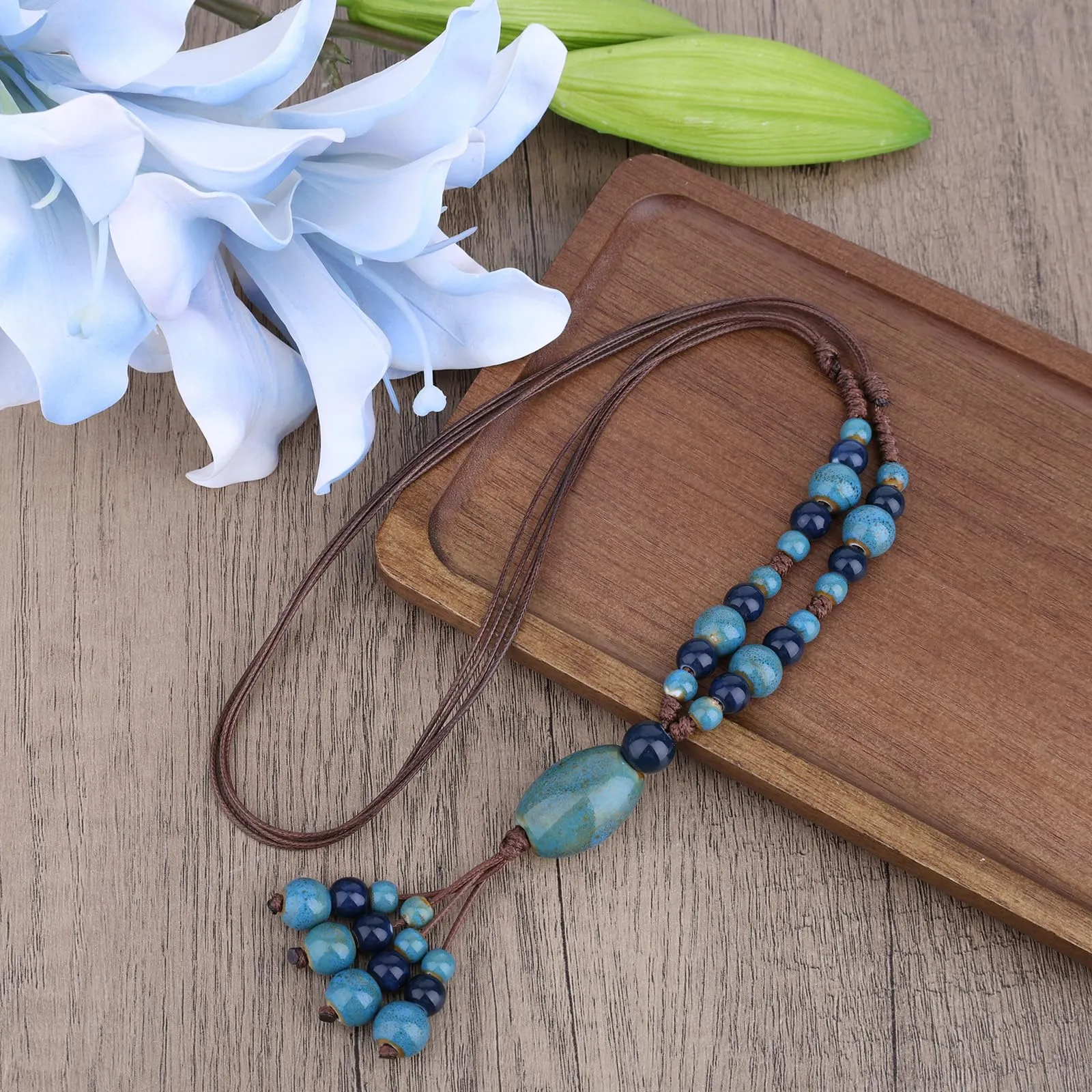 Mikovivi Collana Bohémien Perline Ceramica per Donna Regalo - immagine 4