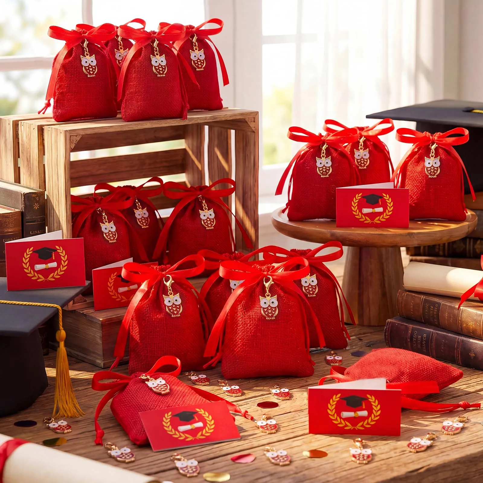 BBTO 50 Sets Sacchetti Bomboniere Laurea Sacchetti Confetti Laurea, Gufo - immagine 2