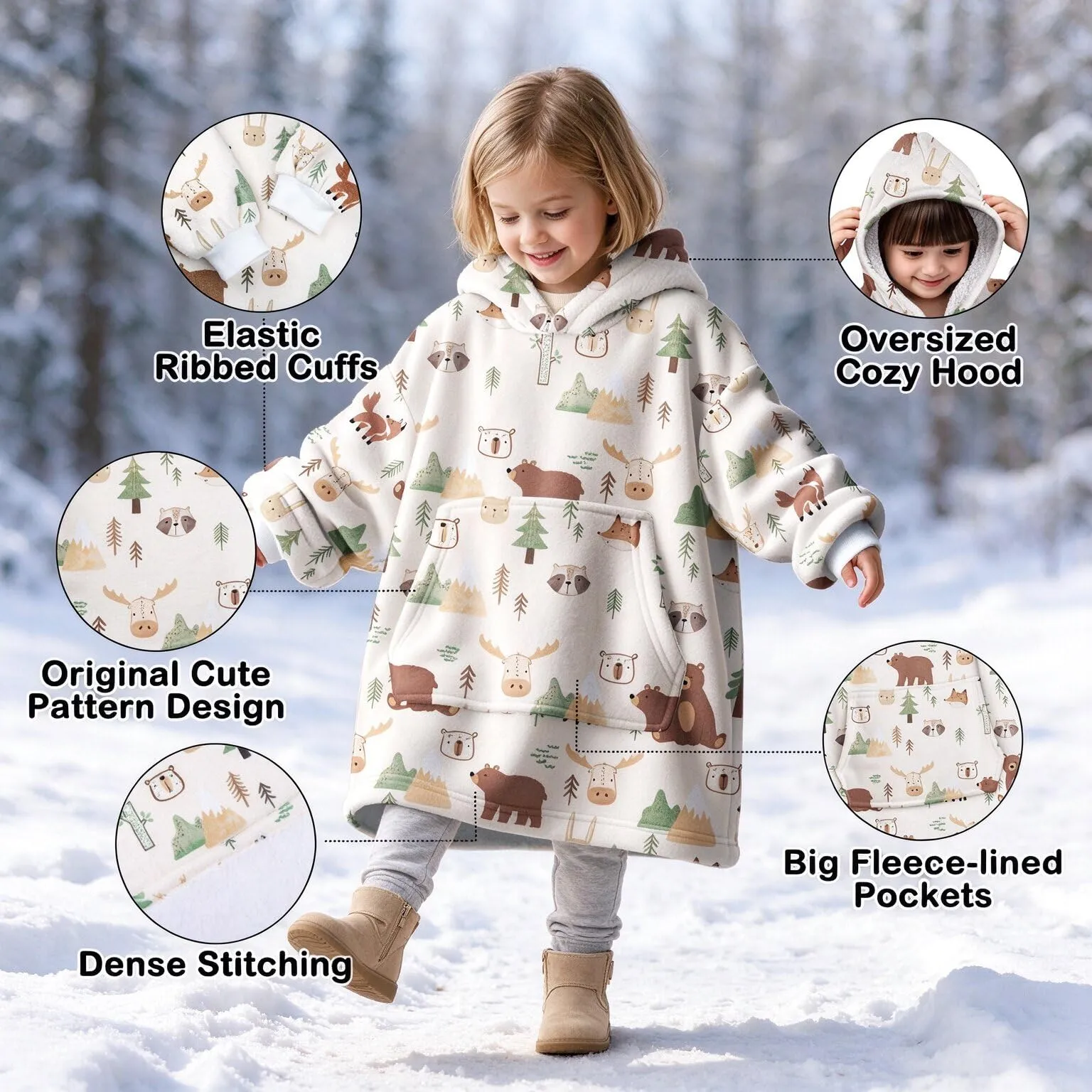 Coperta Bambini Ragazza Animali Oversize - immagine 2
