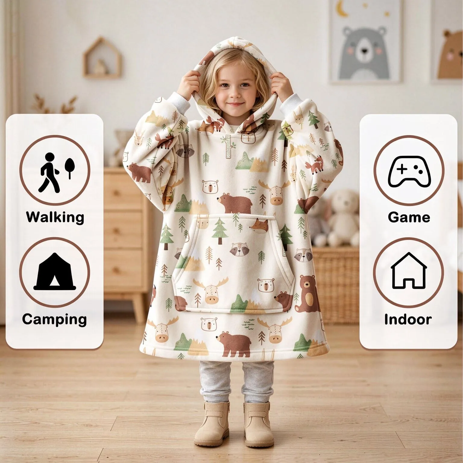Coperta Bambini Ragazza Animali Oversize - immagine 3