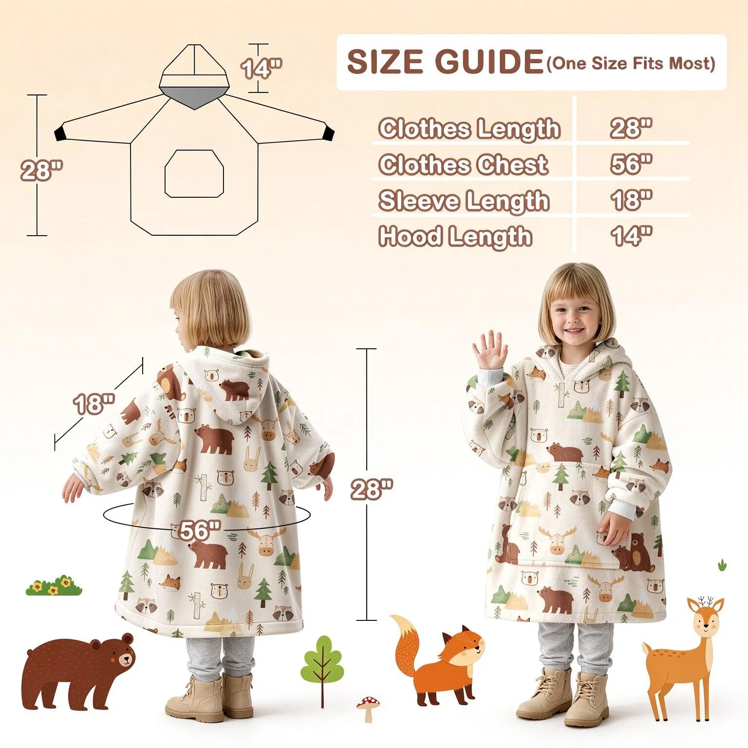 Coperta Bambini Ragazza Animali Oversize - immagine 4