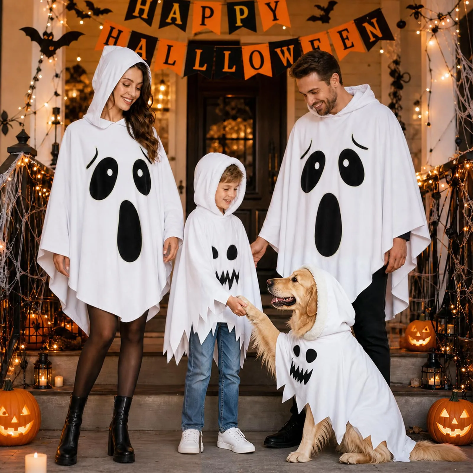 MELLIEX Costume Halloween per Cane, Mantello Fantasma Bianco con Cappuccio - immagine 5