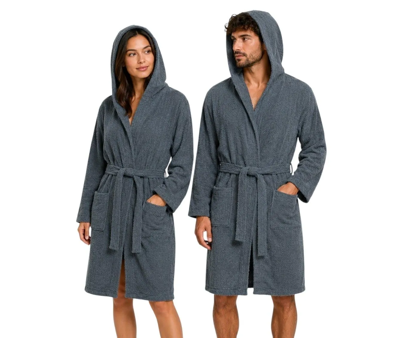 GX GARGIX Accappatoio Uomo Donna in Spugna di Cotone con Cappuccio – Morbido, Assorbente e Confortevole (IT, Testo, M, Regular, Regular, GX/SPU-GRIGIO SCURO) - immagine 1