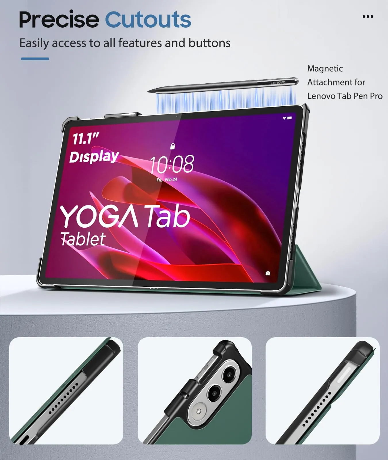 MoKo Cover compatibile con Lenovo Yoga Tab 11,1 2025, Verde notte - immagine 4
