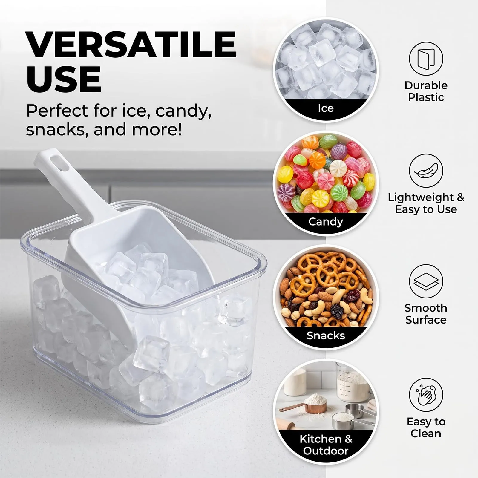 HORREX 2 Pezzi Pala Ghiaccio in Plastica Bianca per Raccogliere il Cibo - immagine 5