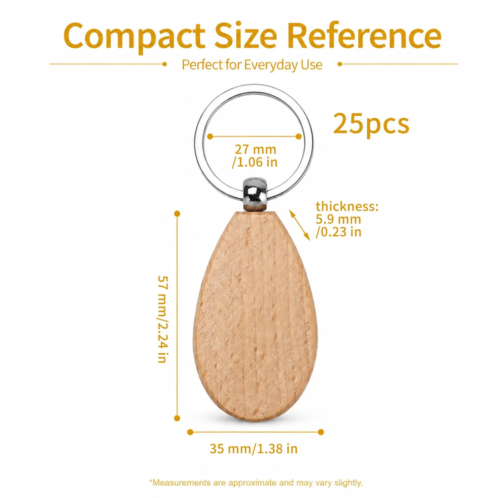 25 Pezzi Portachiavi in Legno Personalizzato, Dischi in Legno forma a goccia Decorare, Portachiavi in Bianco Fai da Te Decorazione, Cerchi di Fette di Legno per Bricolage Bomboniera Ornamenti - immagine 2
