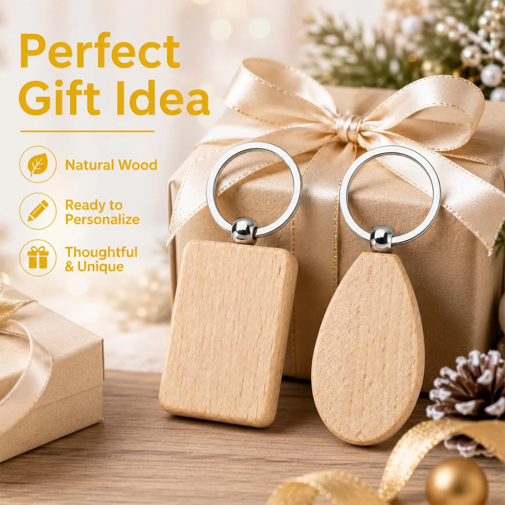 25 Pezzi Portachiavi in Legno Personalizzato, Dischi in Legno forma a goccia Decorare, Portachiavi in Bianco Fai da Te Decorazione, Cerchi di Fette di Legno per Bricolage Bomboniera Ornamenti - immagine 4